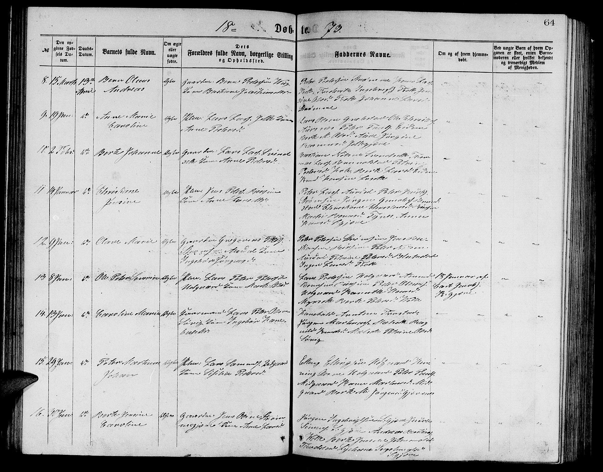 Ministerialprotokoller, klokkerbøker og fødselsregistre - Møre og Romsdal, AV/SAT-A-1454/523/L0338: Parish register (copy) no. 523C01, 1865-1877, p. 64