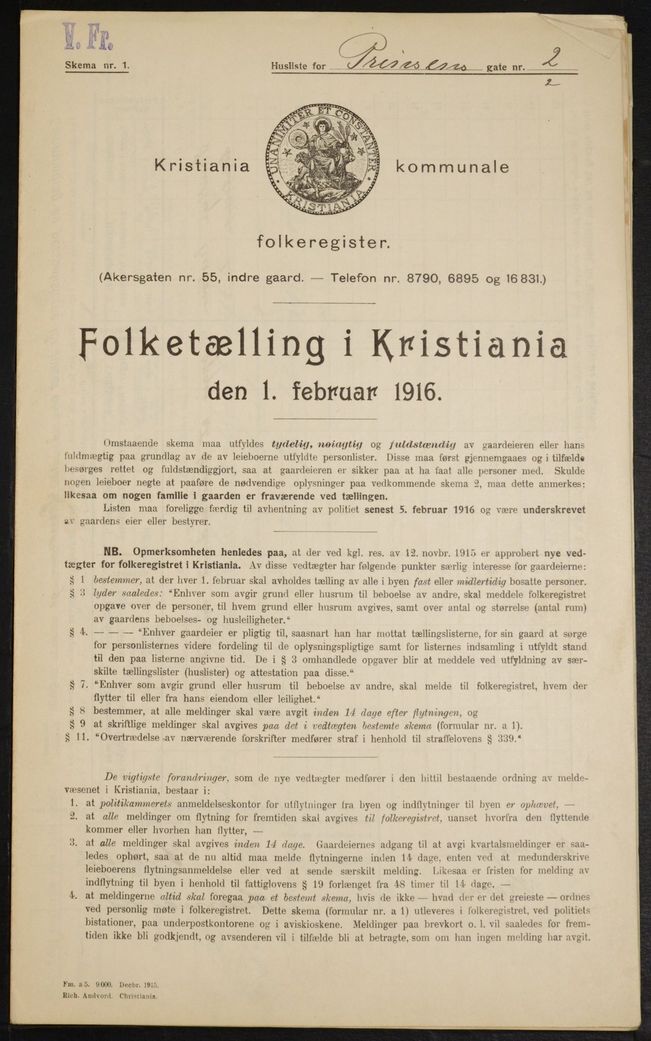 OBA, Municipal Census 1916 for Kristiania, 1916, p. 83486