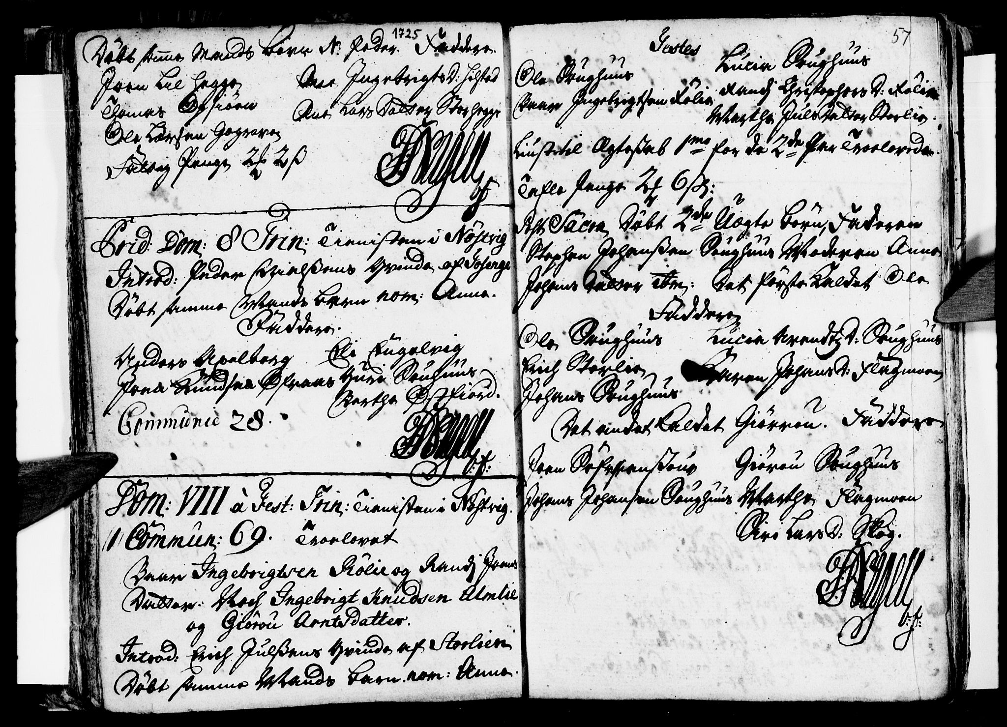 Ministerialprotokoller, klokkerbøker og fødselsregistre - Nordland, AV/SAT-A-1459/814/L0221: Parish register (official) no. 814A02, 1718-1762, p. 57