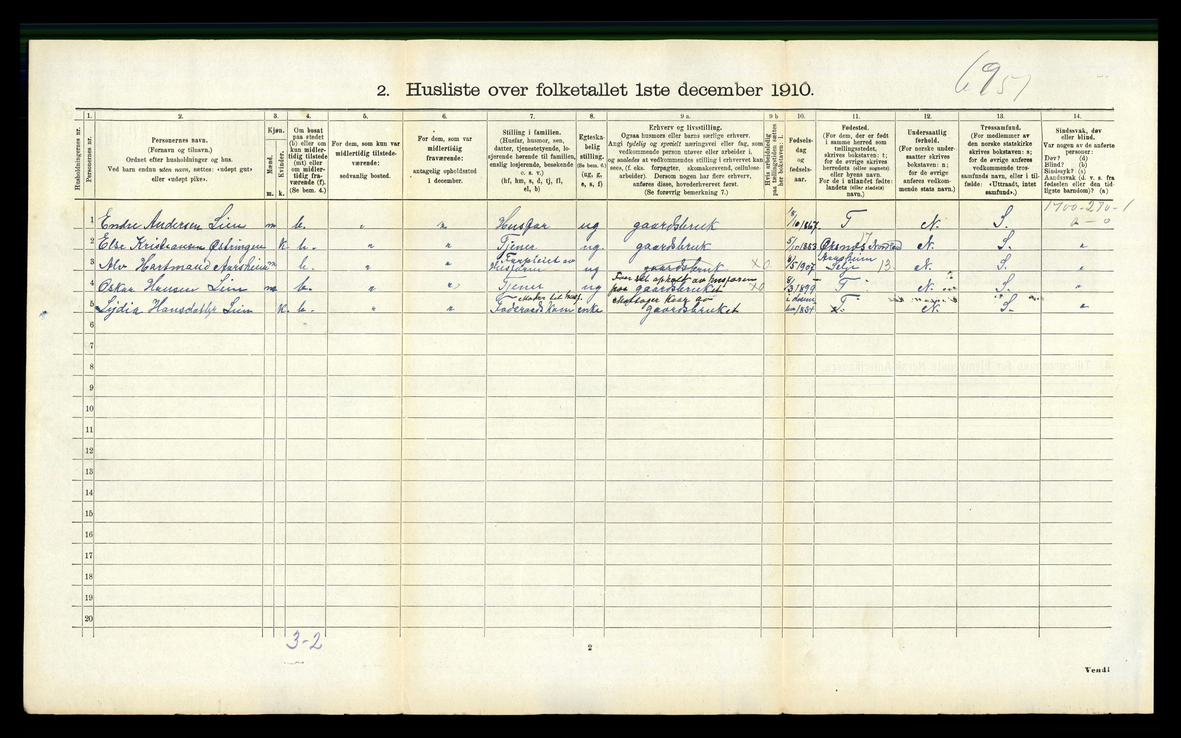 RA, 1910 census for Hyllestad, 1910, p. 138