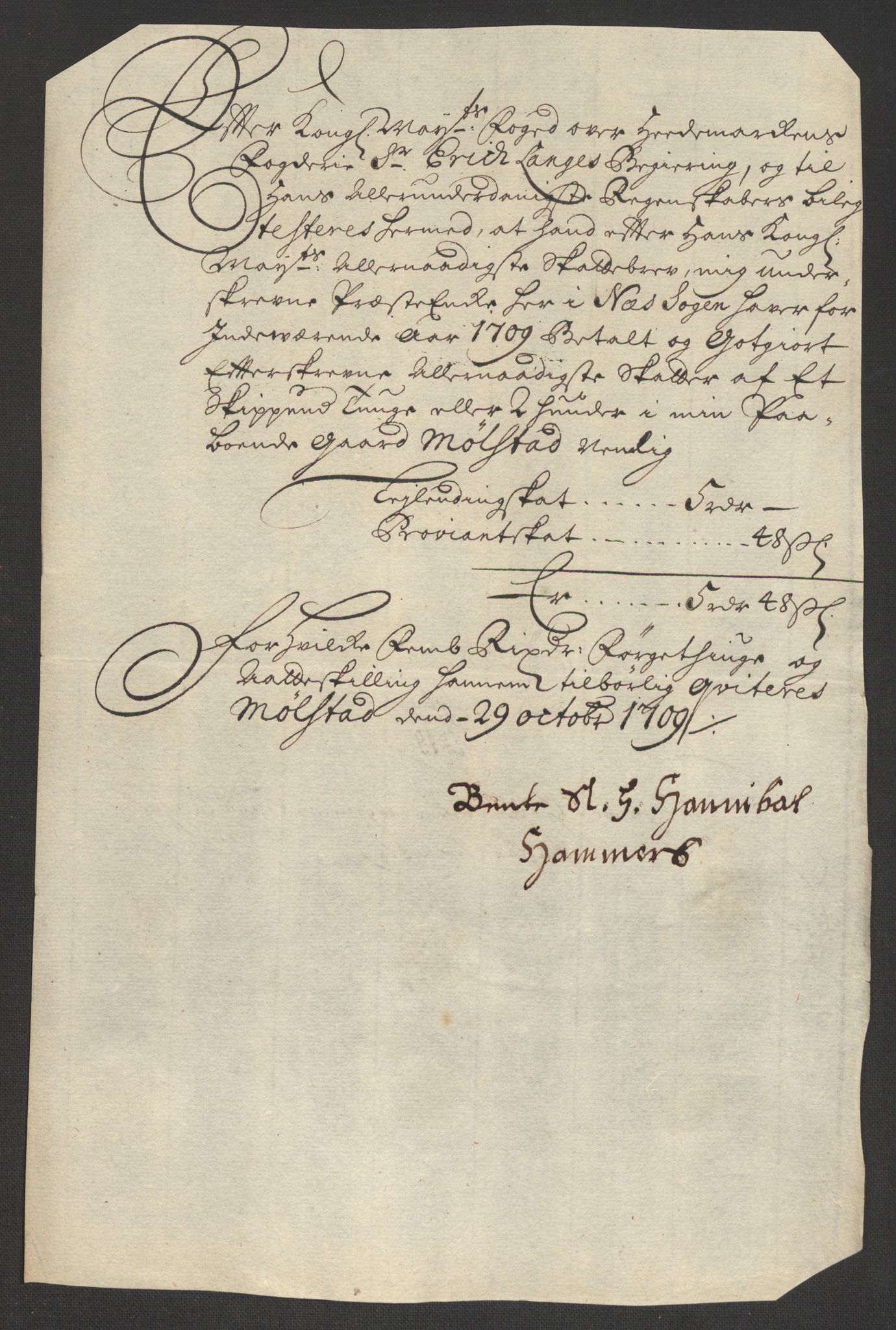 Rentekammeret inntil 1814, Reviderte regnskaper, Fogderegnskap, AV/RA-EA-4092/R16/L1045: Fogderegnskap Hedmark, 1709, p. 302