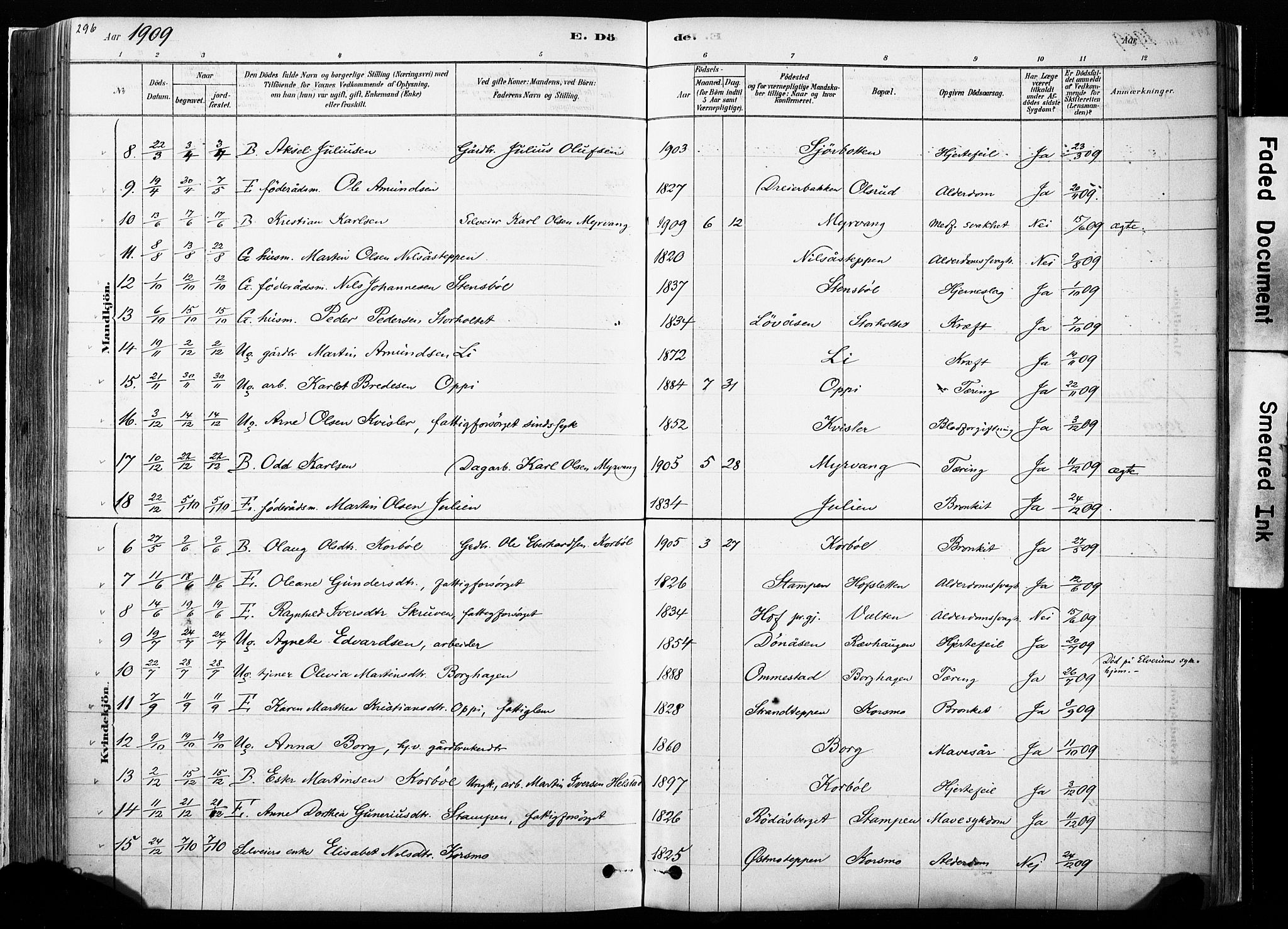 Hof prestekontor, AV/SAH-PREST-038/H/Ha/Haa/L0010: Parish register (official) no. 10, 1878-1909, p. 296