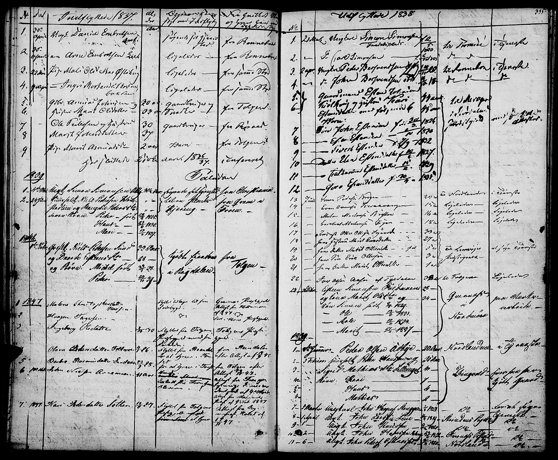 Tynset prestekontor, AV/SAH-PREST-058/H/Ha/Haa/L0019: Parish register (official) no. 19, 1829-1847, p. 335