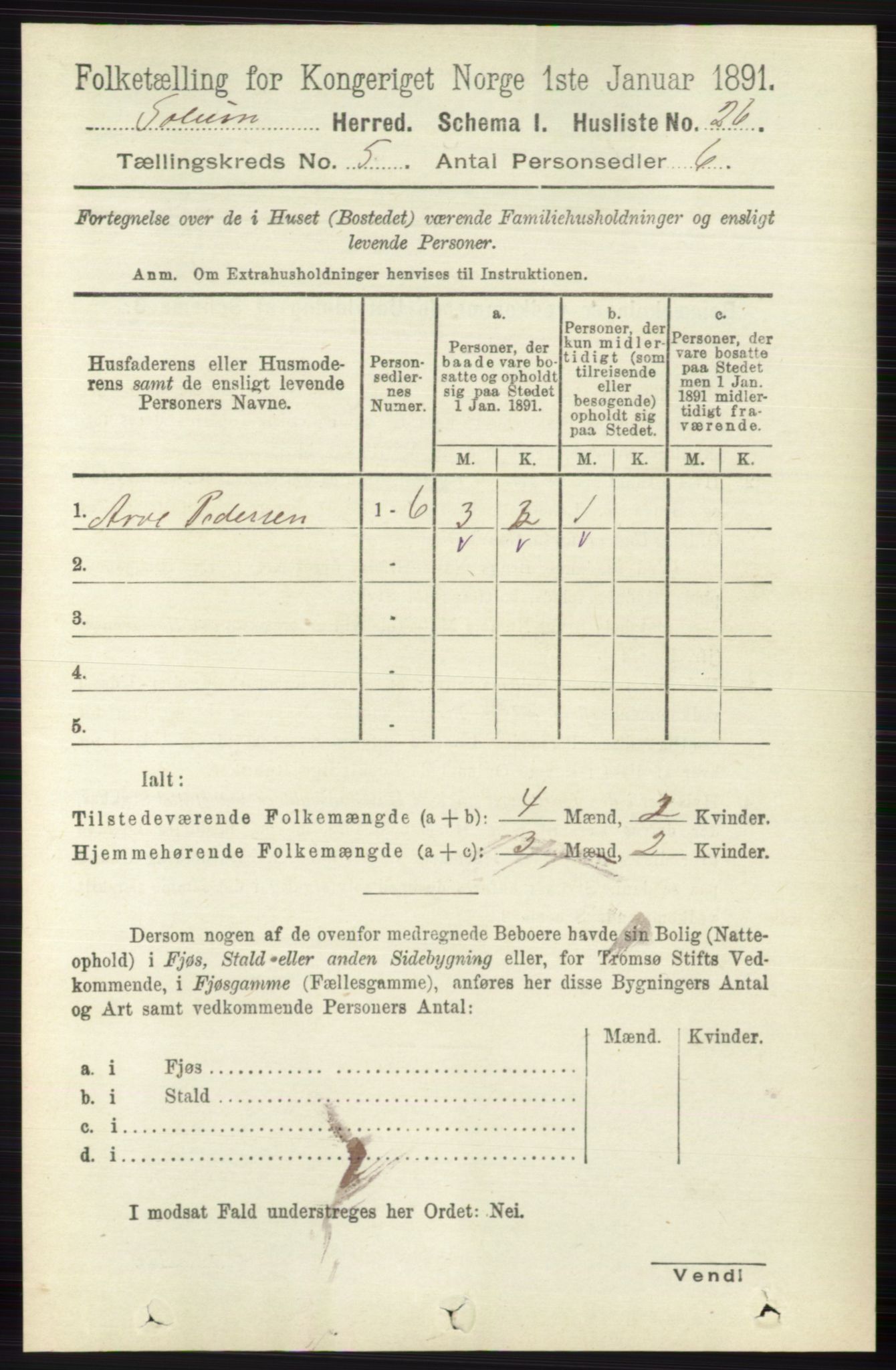 RA, 1891 census for 0818 Solum, 1891, p. 823