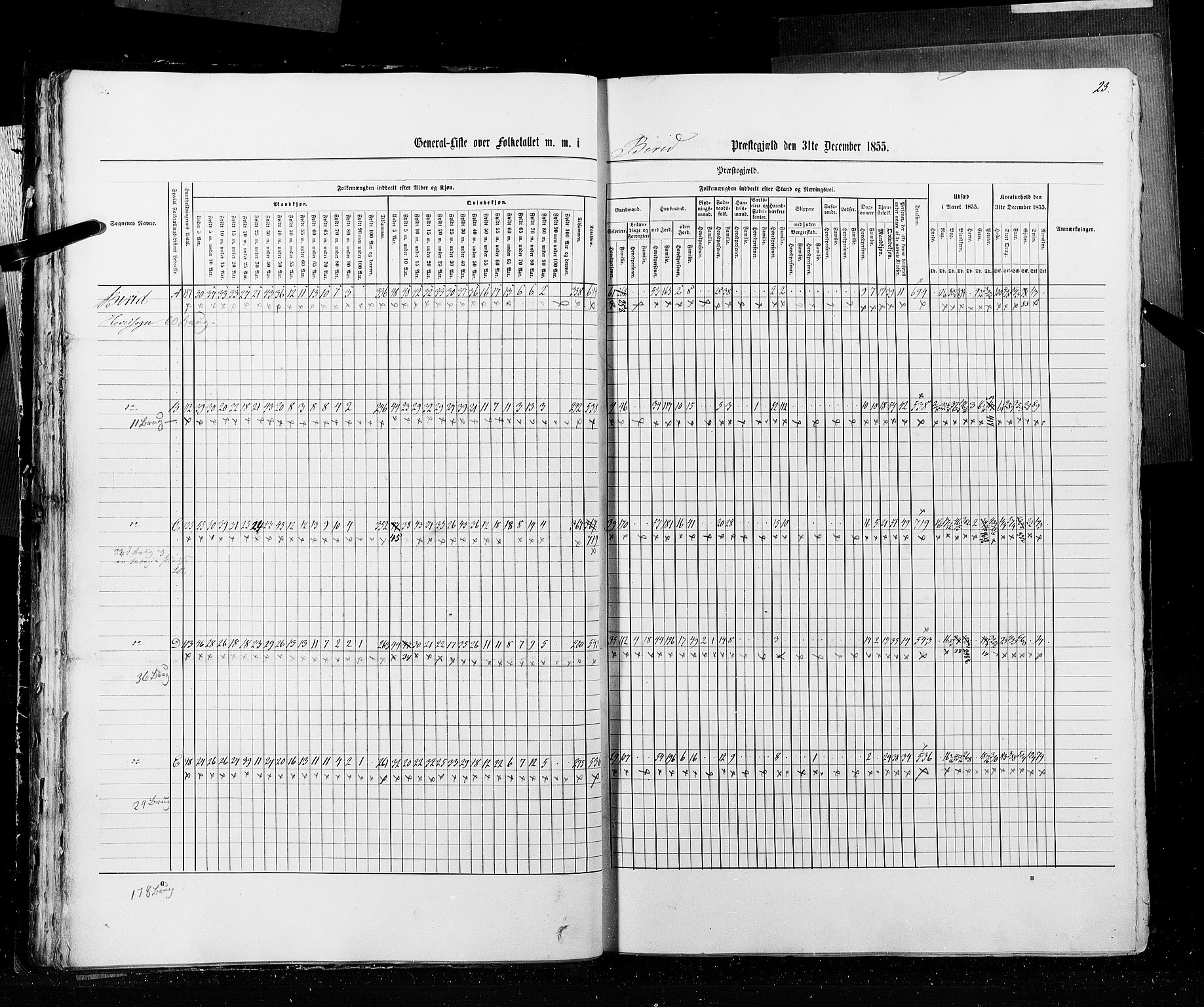 RA, Census 1855, vol. 2: Kristians amt, Buskerud amt og Jarlsberg og Larvik amt, 1855, p. 23