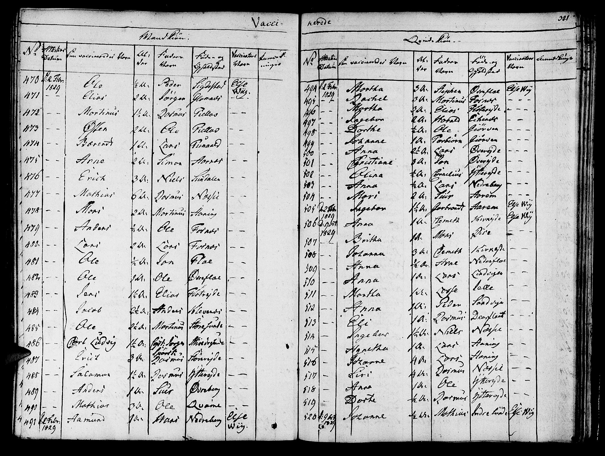Innvik sokneprestembete, SAB/A-80501: Parish register (official) no. A 3, 1820-1832, p. 321