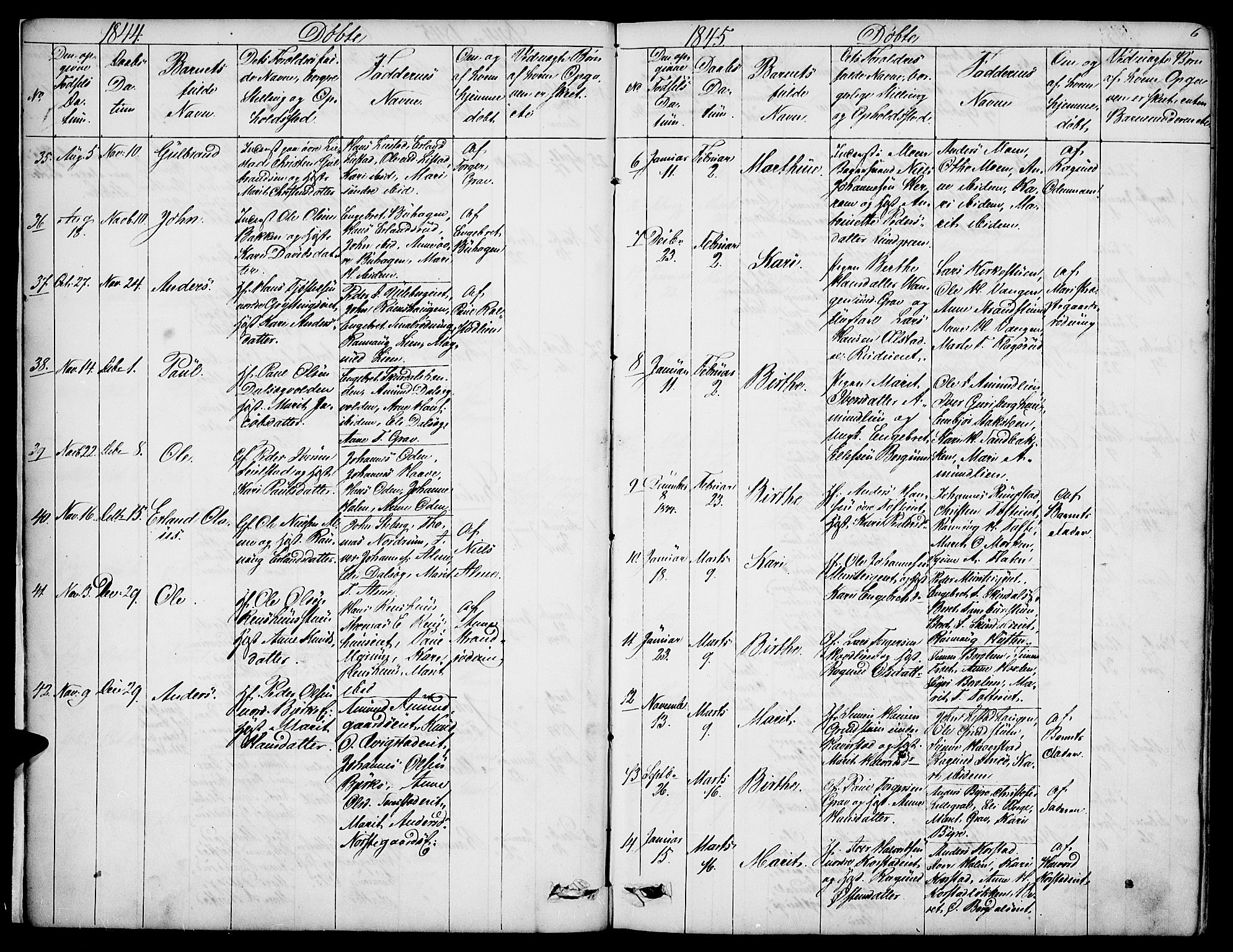 Sør-Fron prestekontor, SAH/PREST-010/H/Ha/Hab/L0001: Parish register (copy) no. 1, 1844-1863, p. 6