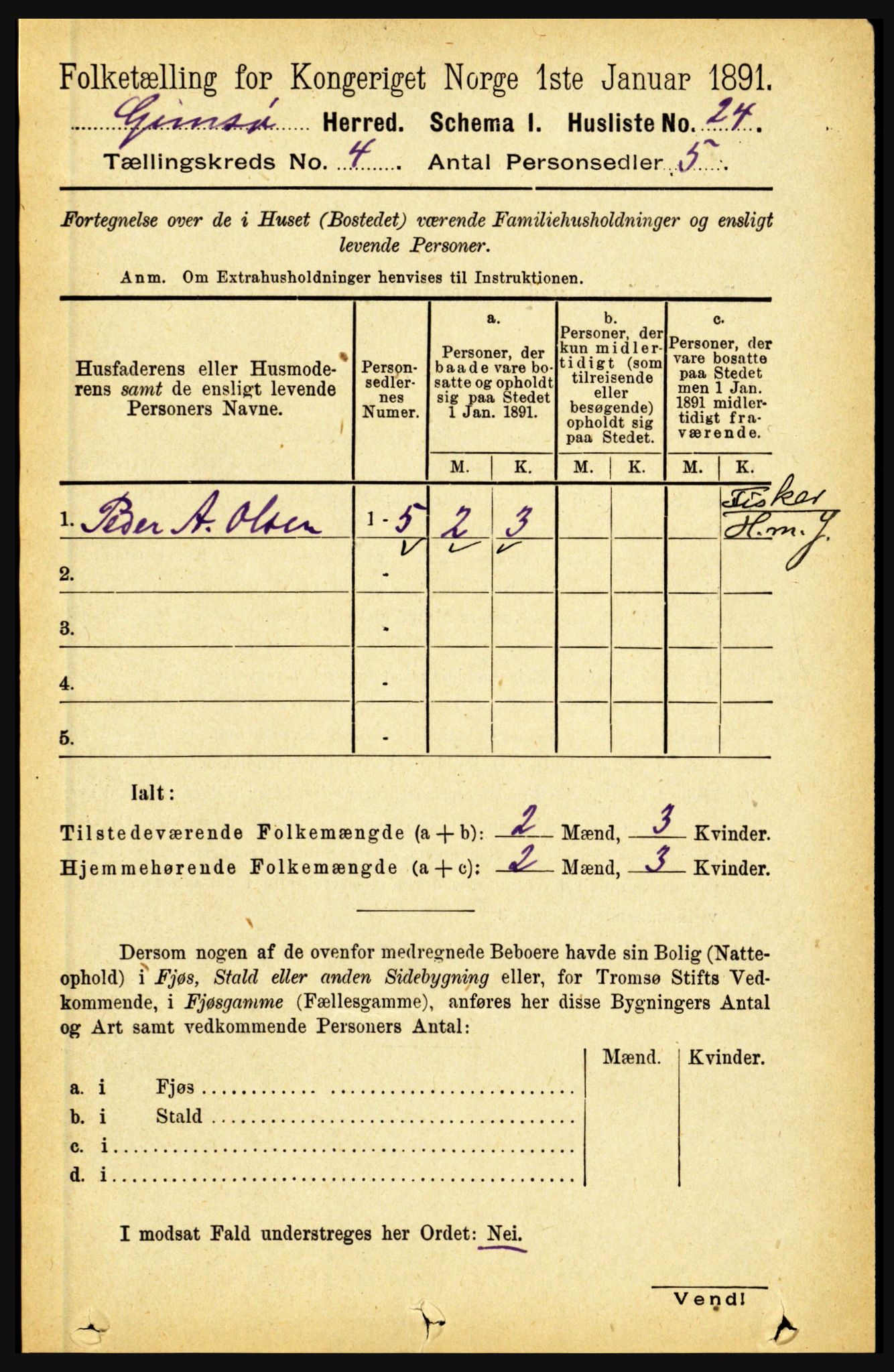 RA, 1891 census for 1864 Gimsøy, 1891, p. 630