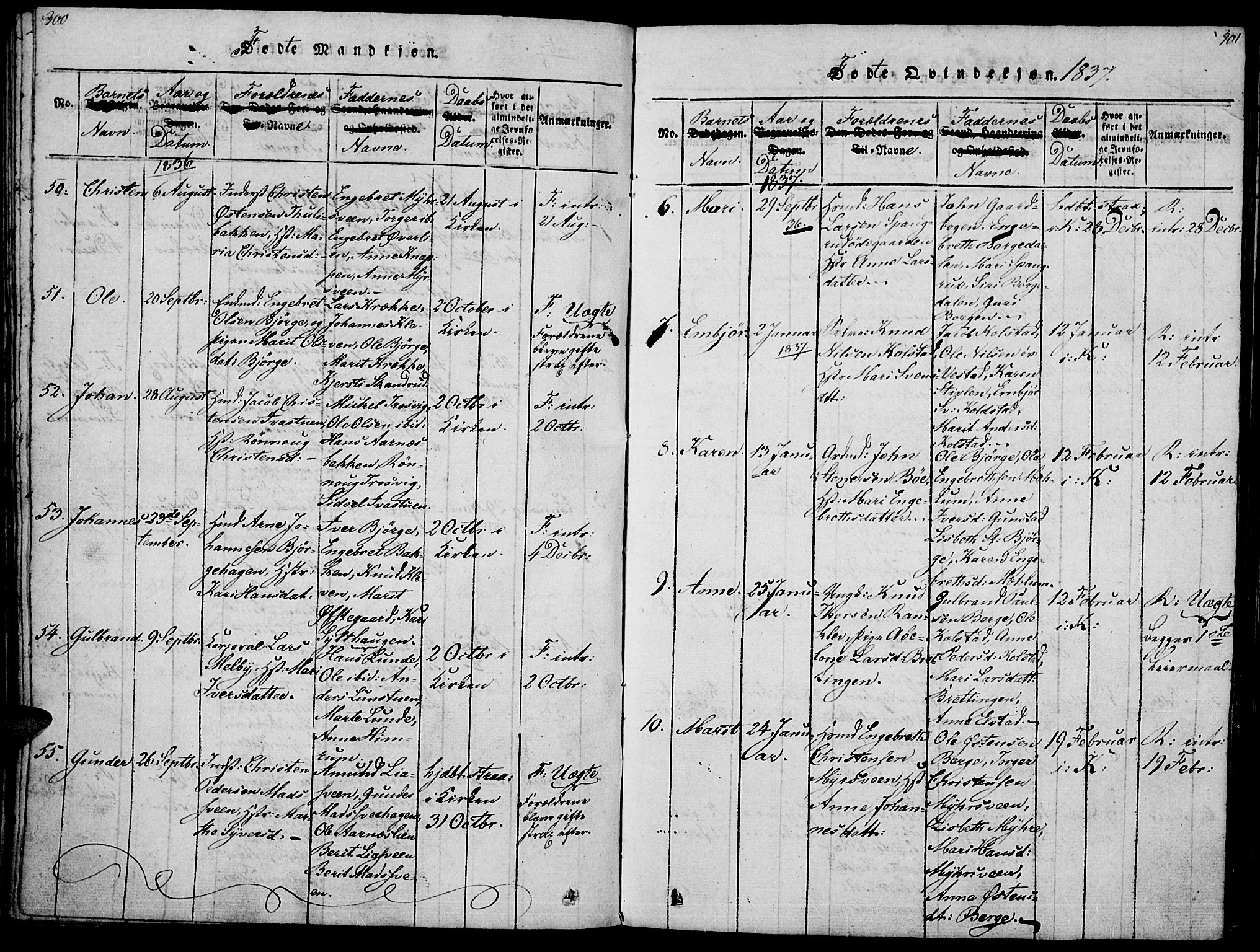 Ringebu prestekontor, SAH/PREST-082/H/Ha/Haa/L0004: Parish register (official) no. 4, 1821-1839, p. 300-301