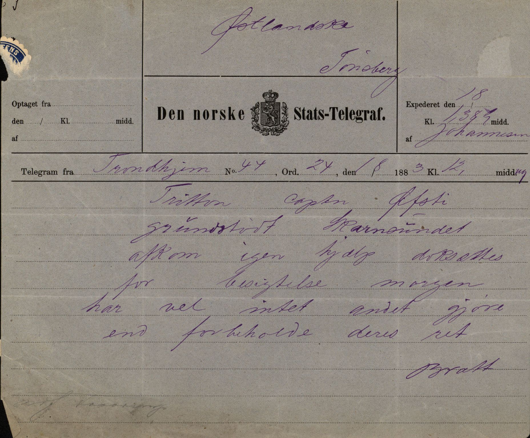 Pa 63 - Østlandske skibsassuranceforening, VEMU/A-1079/G/Ga/L0016/0015: Havaridokumenter / St. Lawrence, Poseidon, Snap, Josephine, Triton, 1883, p. 66