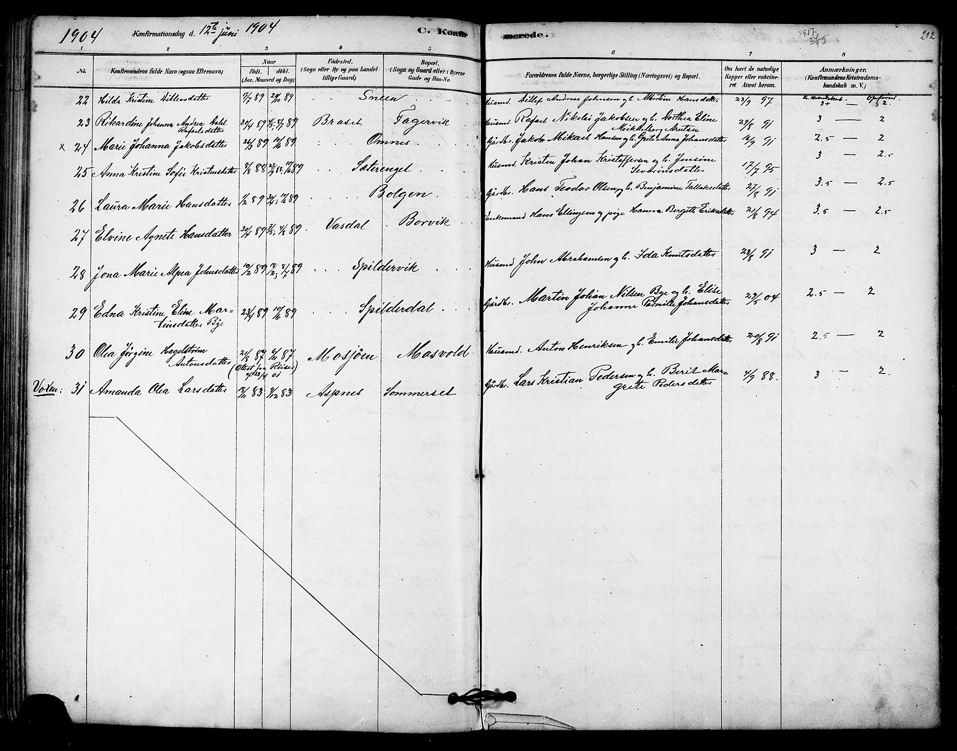 Ministerialprotokoller, klokkerbøker og fødselsregistre - Nordland, SAT/A-1459/843/L0626: Parish register (official) no. 843A01, 1878-1907, p. 202