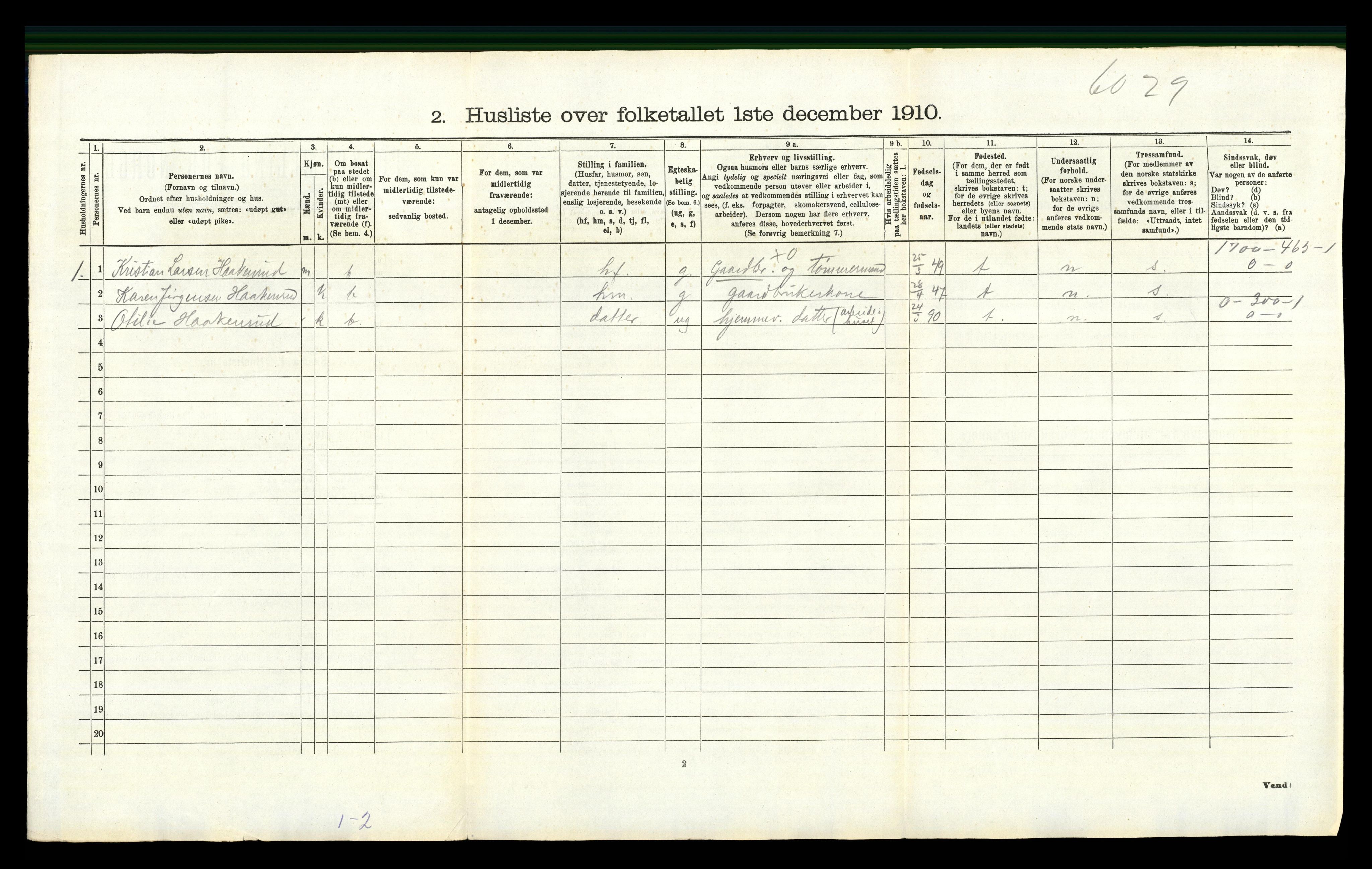 RA, 1910 census for Norderhov, 1910, p. 383