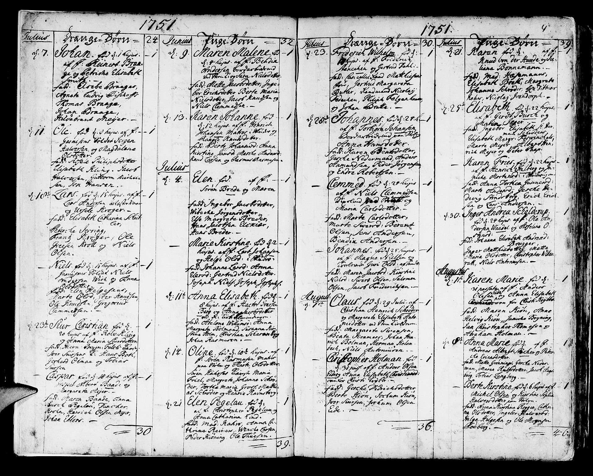 Korskirken sokneprestembete, AV/SAB-A-76101/H/Haa/L0005: Parish register (official) no. A 5, 1751-1789, p. 4