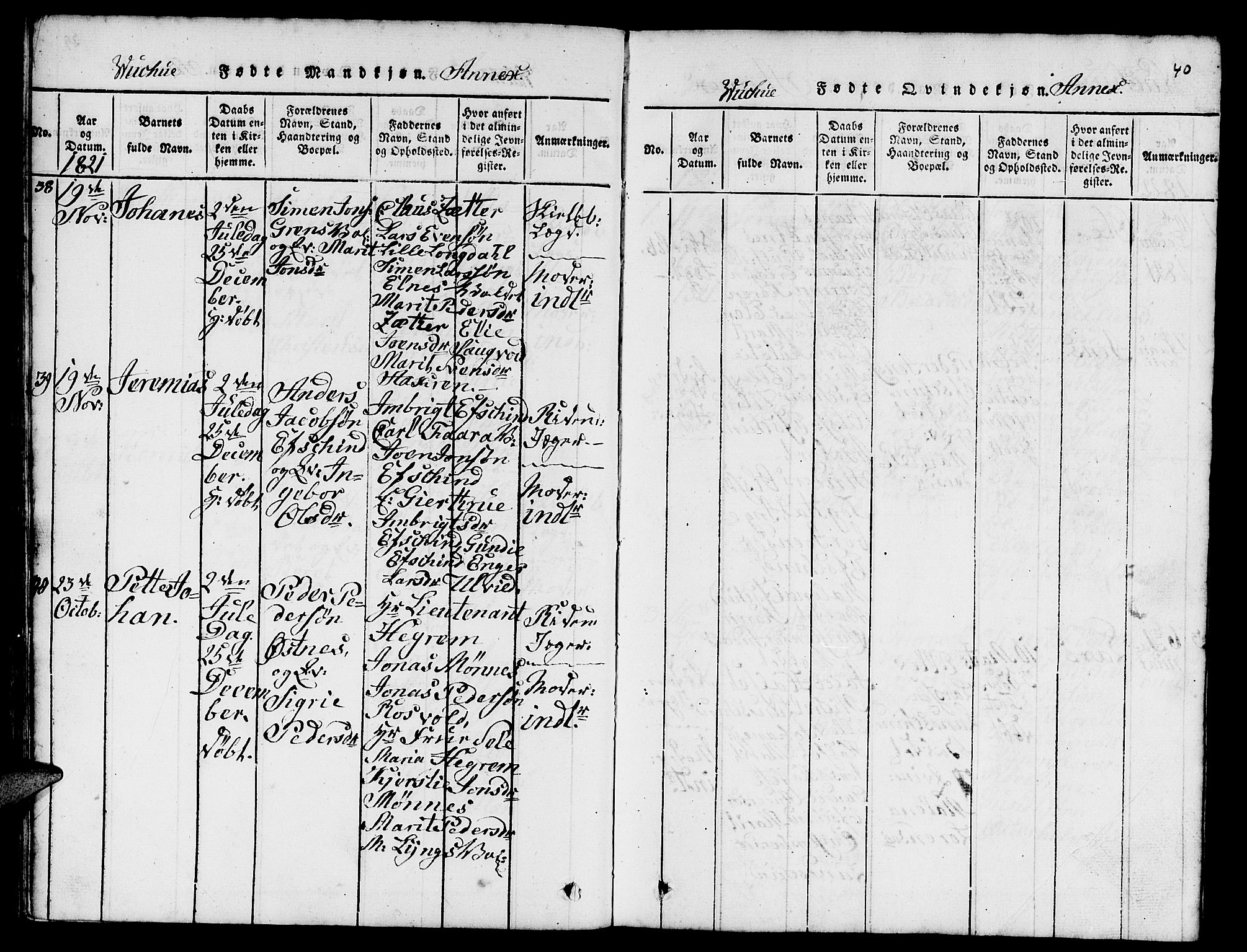 Ministerialprotokoller, klokkerbøker og fødselsregistre - Nord-Trøndelag, SAT/A-1458/724/L0265: Parish register (copy) no. 724C01, 1816-1845, p. 40