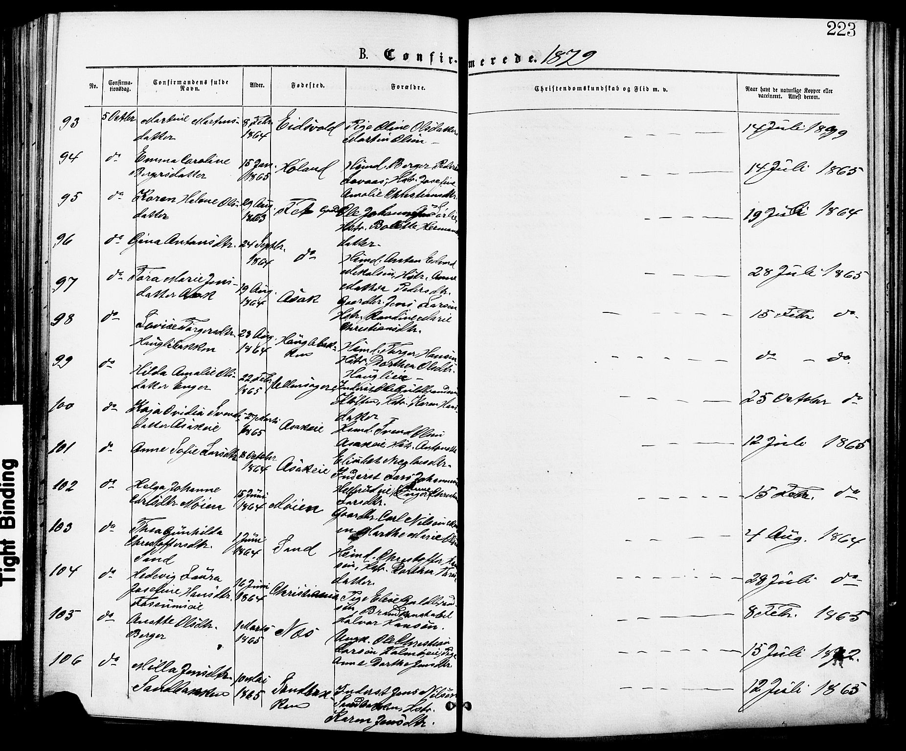 Skedsmo prestekontor Kirkebøker, AV/SAO-A-10033a/F/Fa/L0012: Parish register (official) no. I 12, 1876-1883, p. 223