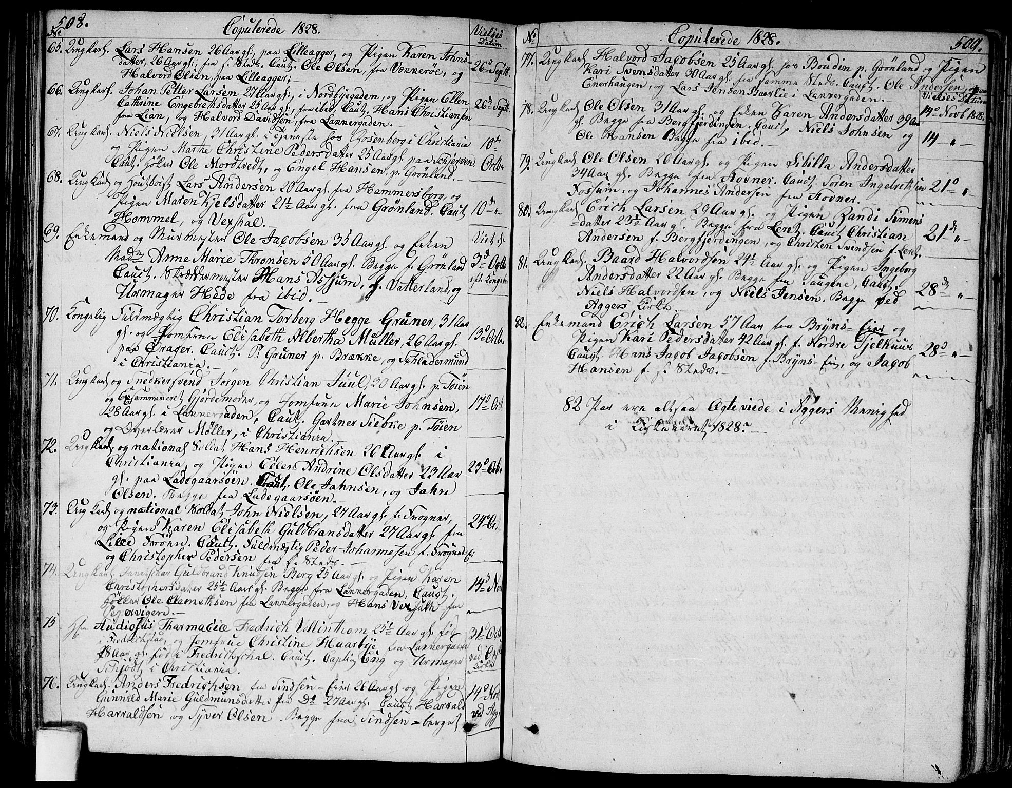 Aker prestekontor kirkebøker, AV/SAO-A-10861/G/L0004: Parish register (copy) no. 4, 1819-1829, p. 508-509