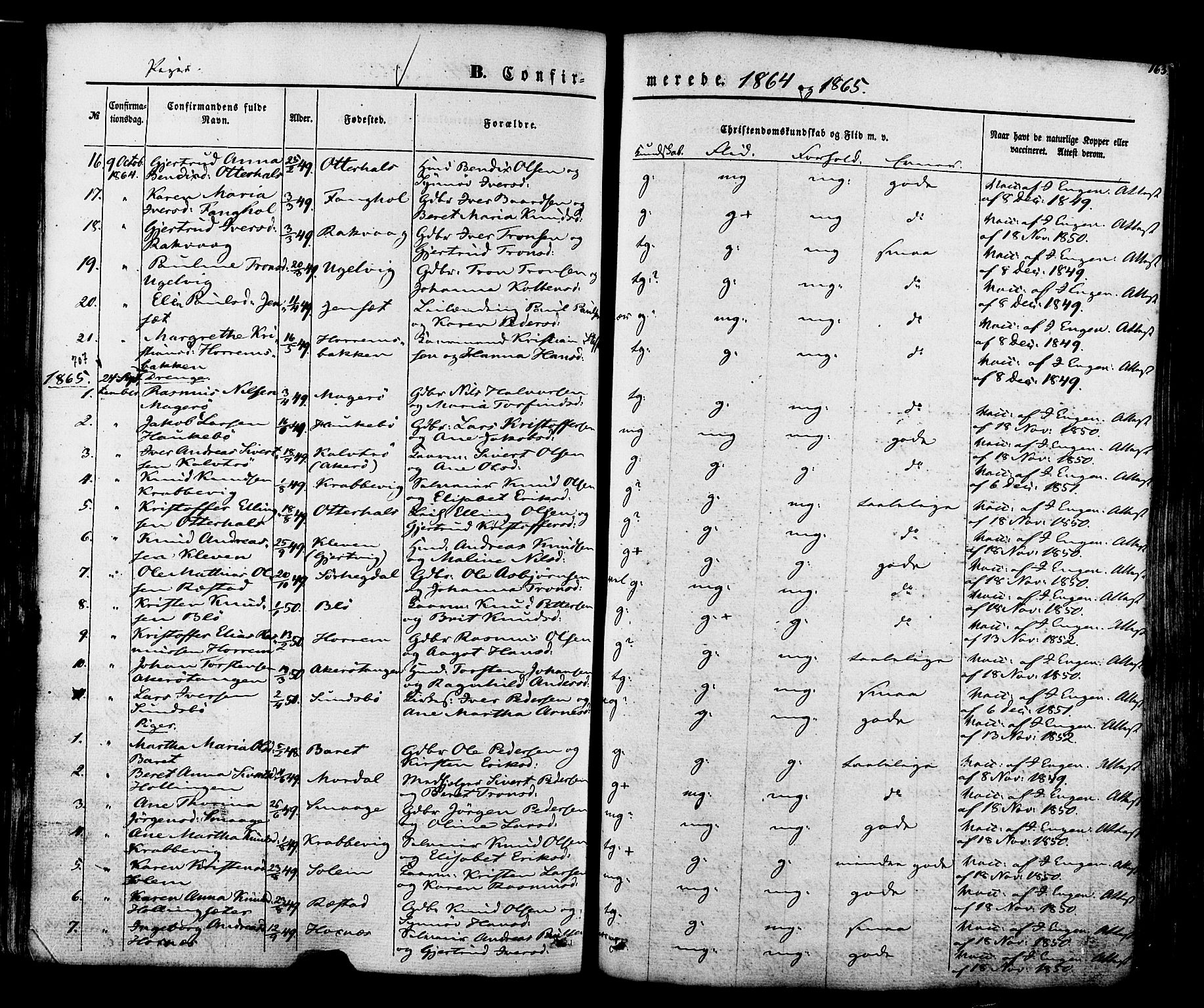 Ministerialprotokoller, klokkerbøker og fødselsregistre - Møre og Romsdal, SAT/A-1454/560/L0719: Parish register (official) no. 560A03, 1845-1872, p. 163
