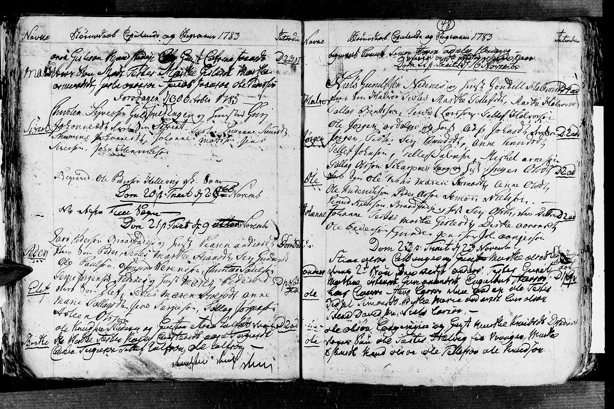 Øyestad sokneprestkontor, SAK/1111-0049/F/Fb/L0001: Parish register (copy) no. B 1, 1780-1794, p. 48