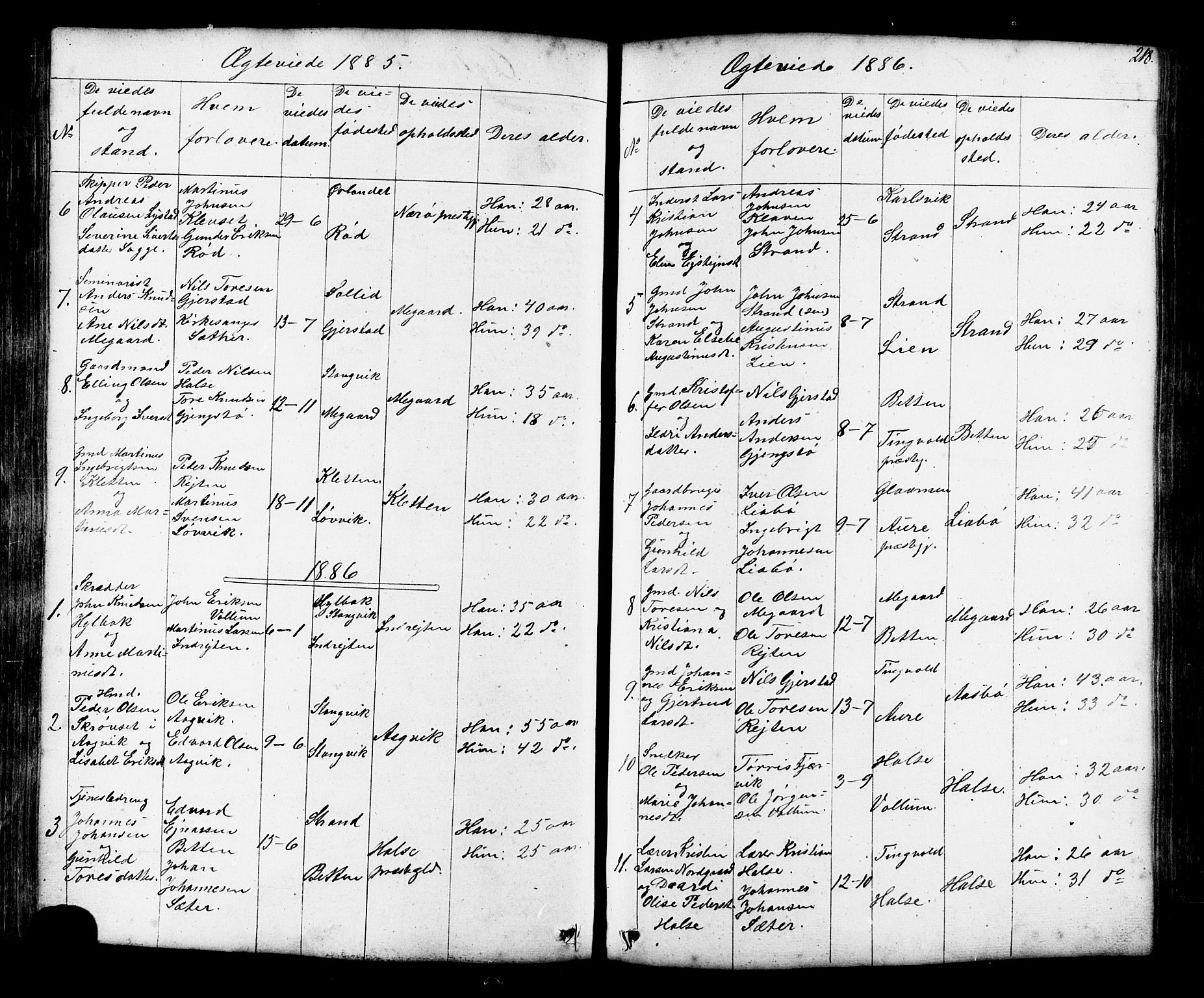 Ministerialprotokoller, klokkerbøker og fødselsregistre - Møre og Romsdal, SAT/A-1454/576/L0890: Parish register (copy) no. 576C01, 1837-1908, p. 218