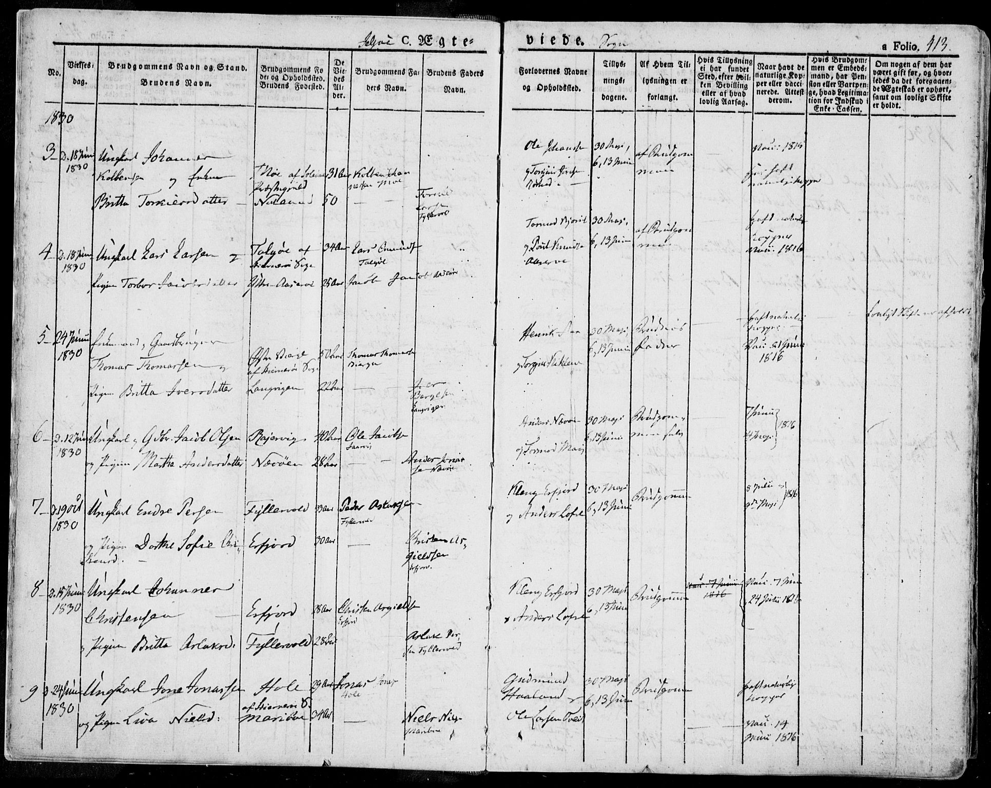 Jelsa sokneprestkontor, AV/SAST-A-101842/01/IV/L0006: Parish register (official) no. A 6.2, 1828-1853, p. 413