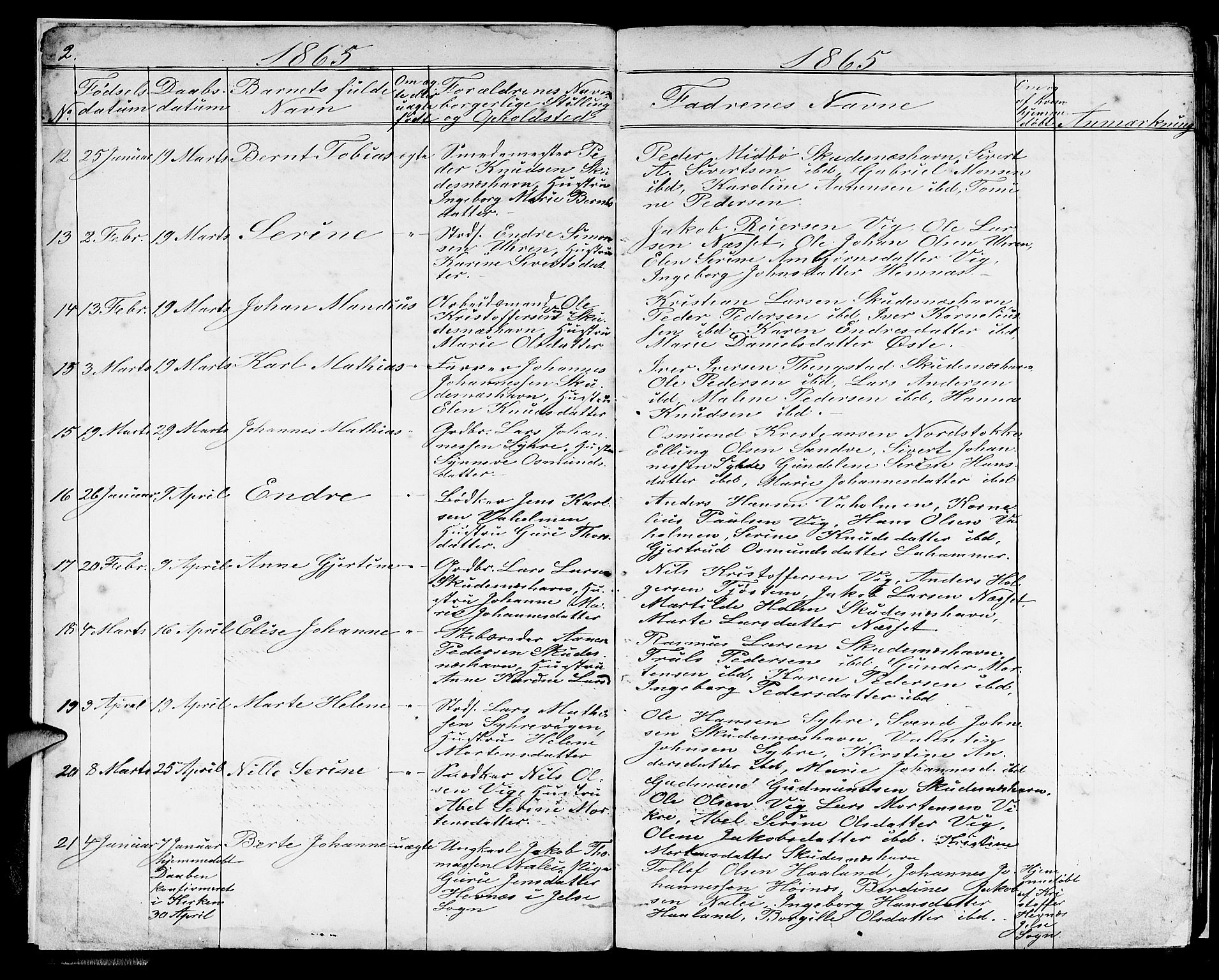 Skudenes sokneprestkontor, SAST/A -101849/H/Ha/Hab/L0004: Parish register (copy) no. B 4, 1865-1884, p. 2