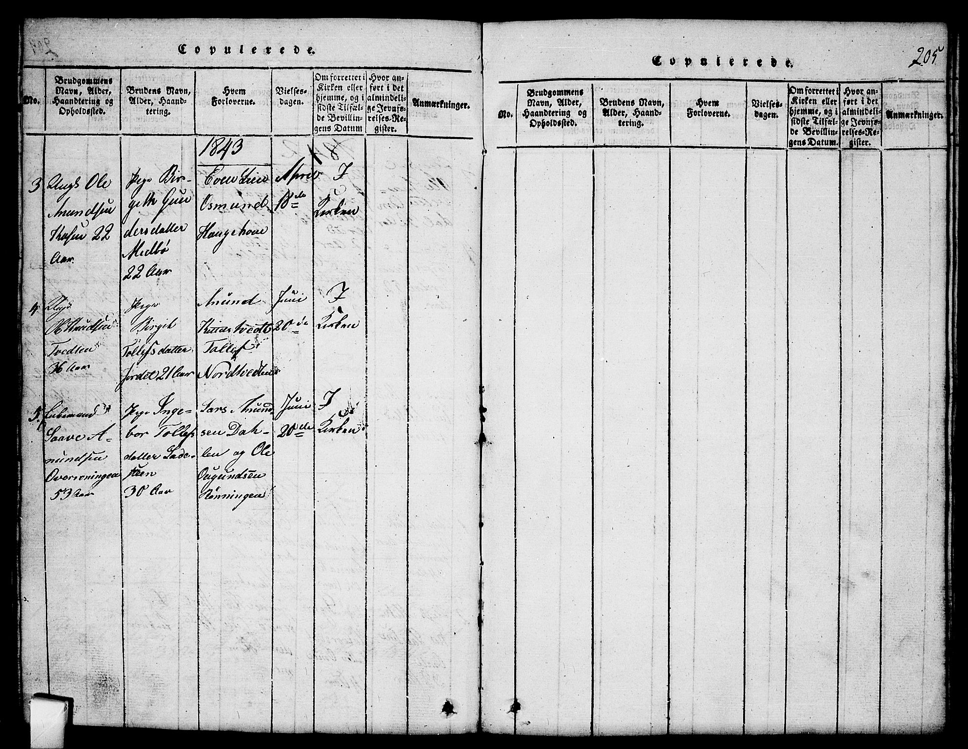 Mo kirkebøker, SAKO/A-286/G/Gb/L0001: Parish register (copy) no. II 1, 1814-1843, p. 205