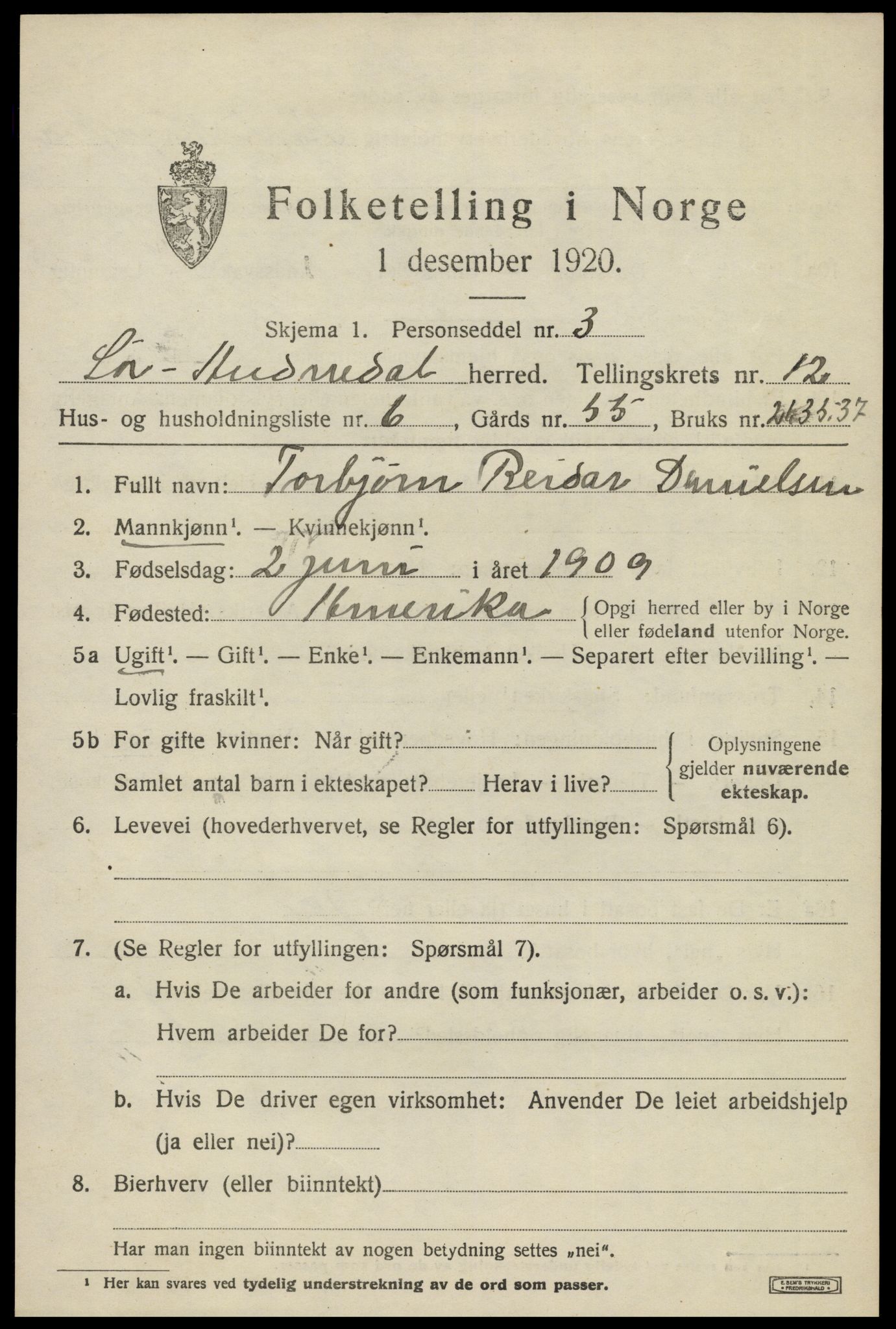 SAK, 1920 census for Sør-Audnedal, 1920, p. 4561