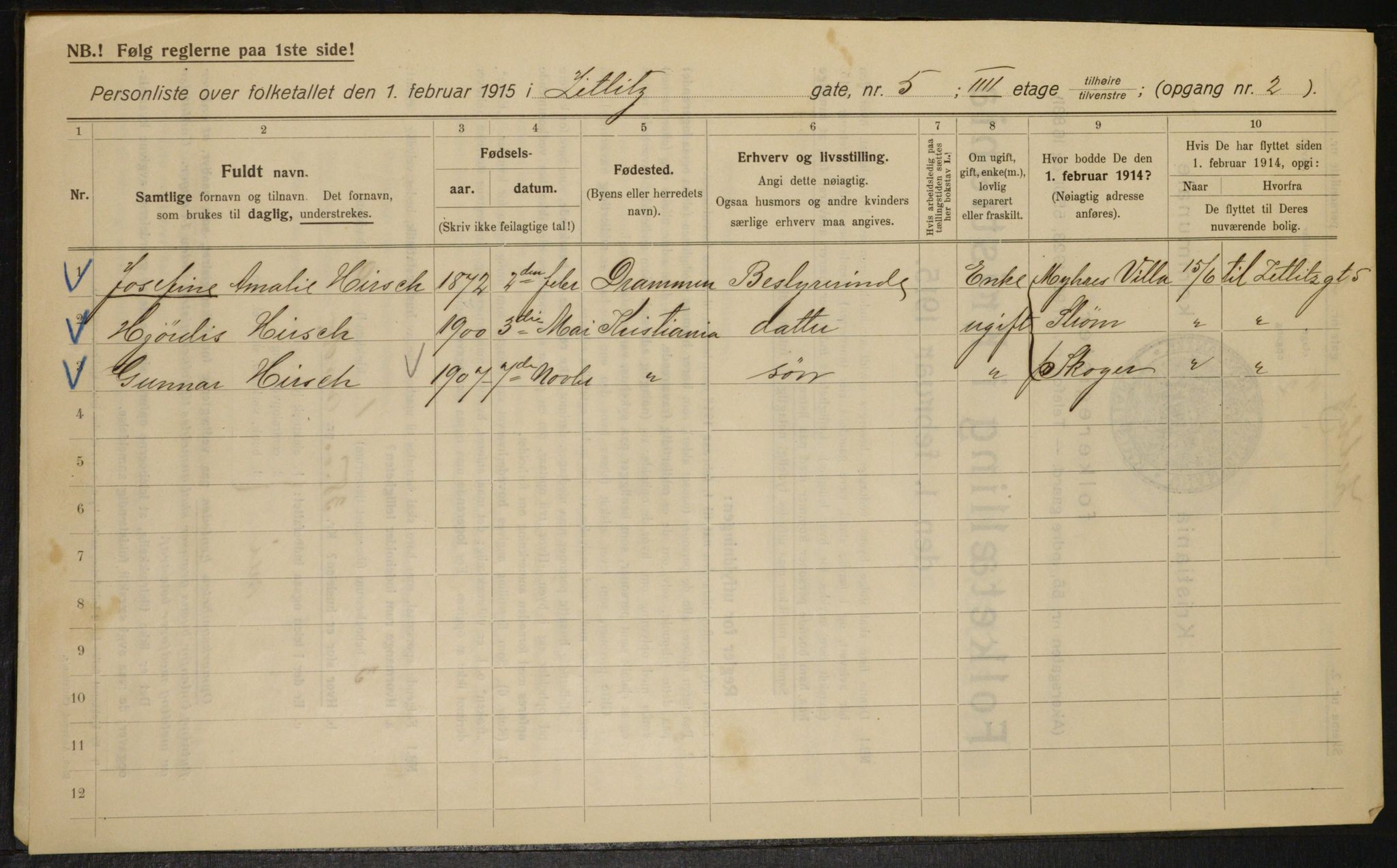 OBA, Municipal Census 1915 for Kristiania, 1915, p. 129274