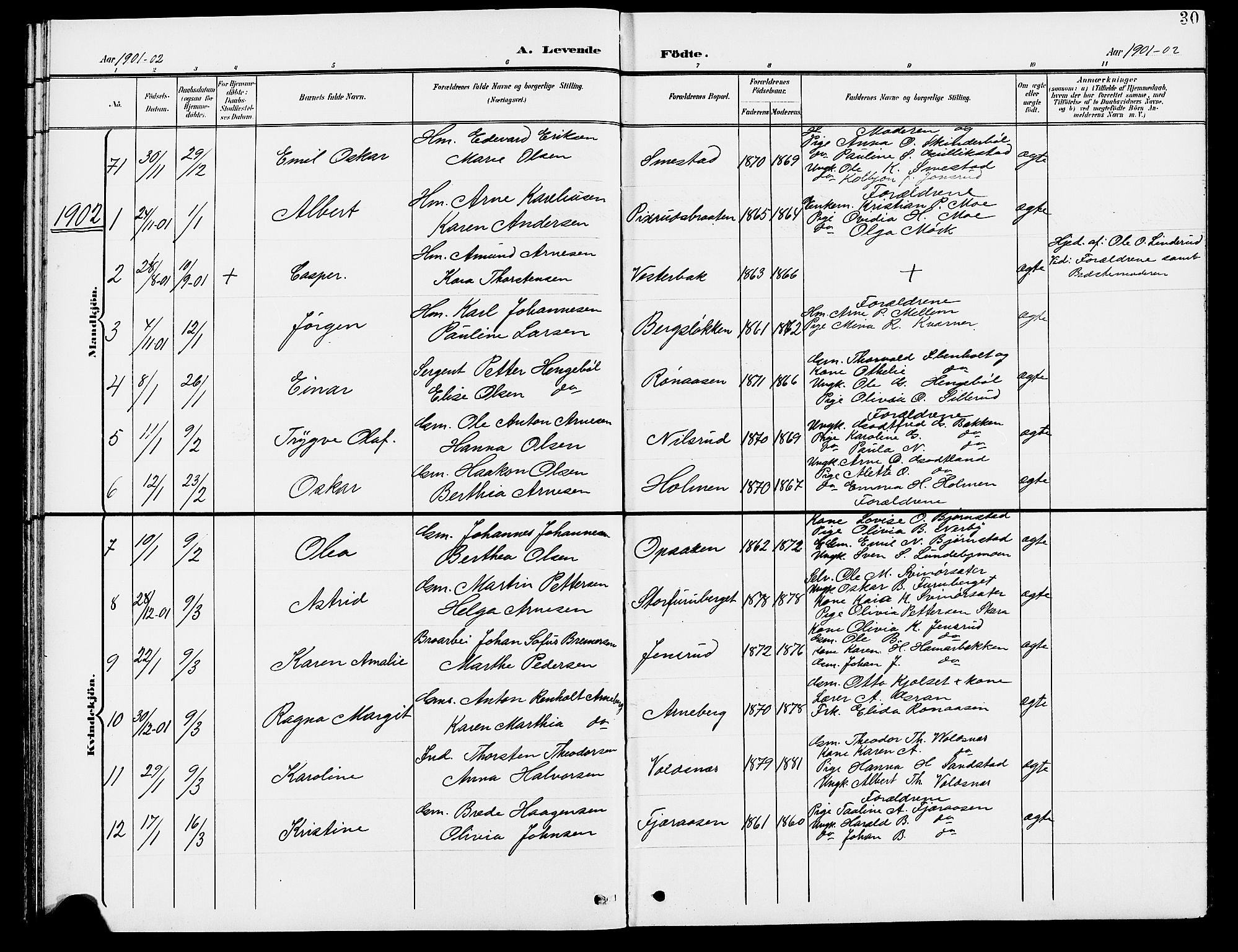 Grue prestekontor, AV/SAH-PREST-036/H/Ha/Hab/L0005: Parish register (copy) no. 5, 1900-1909, p. 30