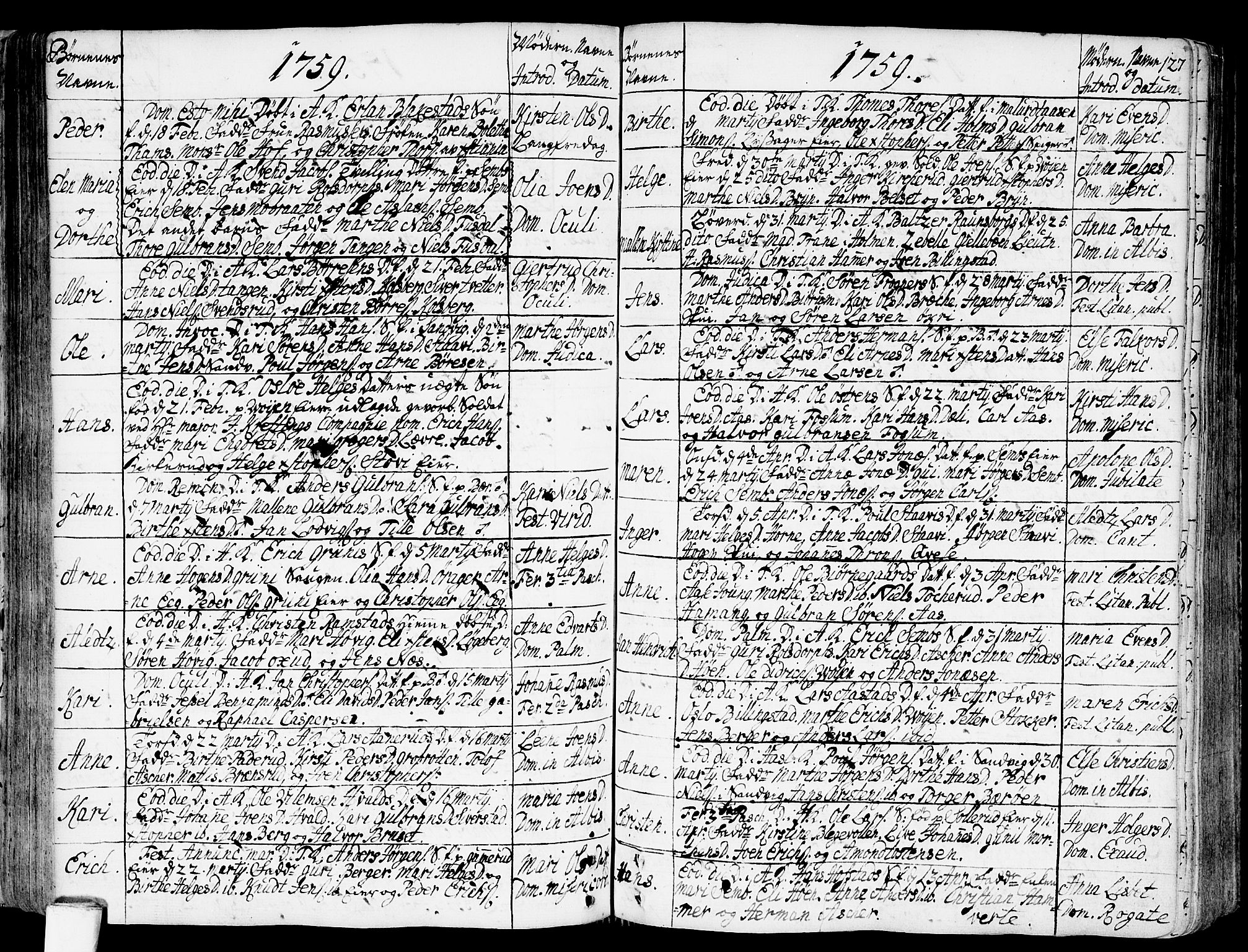 Asker prestekontor Kirkebøker, SAO/A-10256a/F/Fa/L0002: Parish register (official) no. I 2, 1733-1766, p. 127