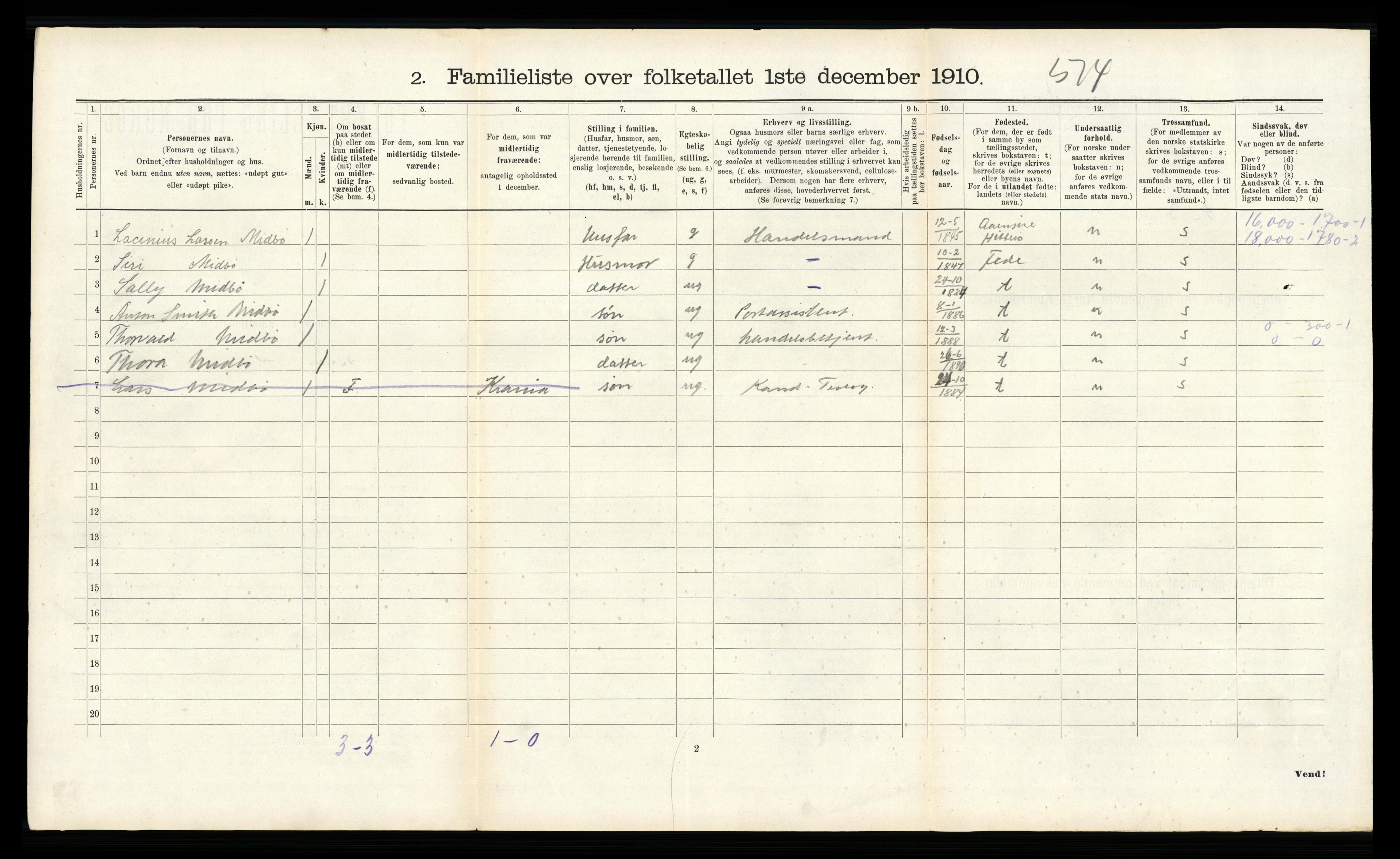 RA, 1910 census for Flekkefjord, 1910, p. 311