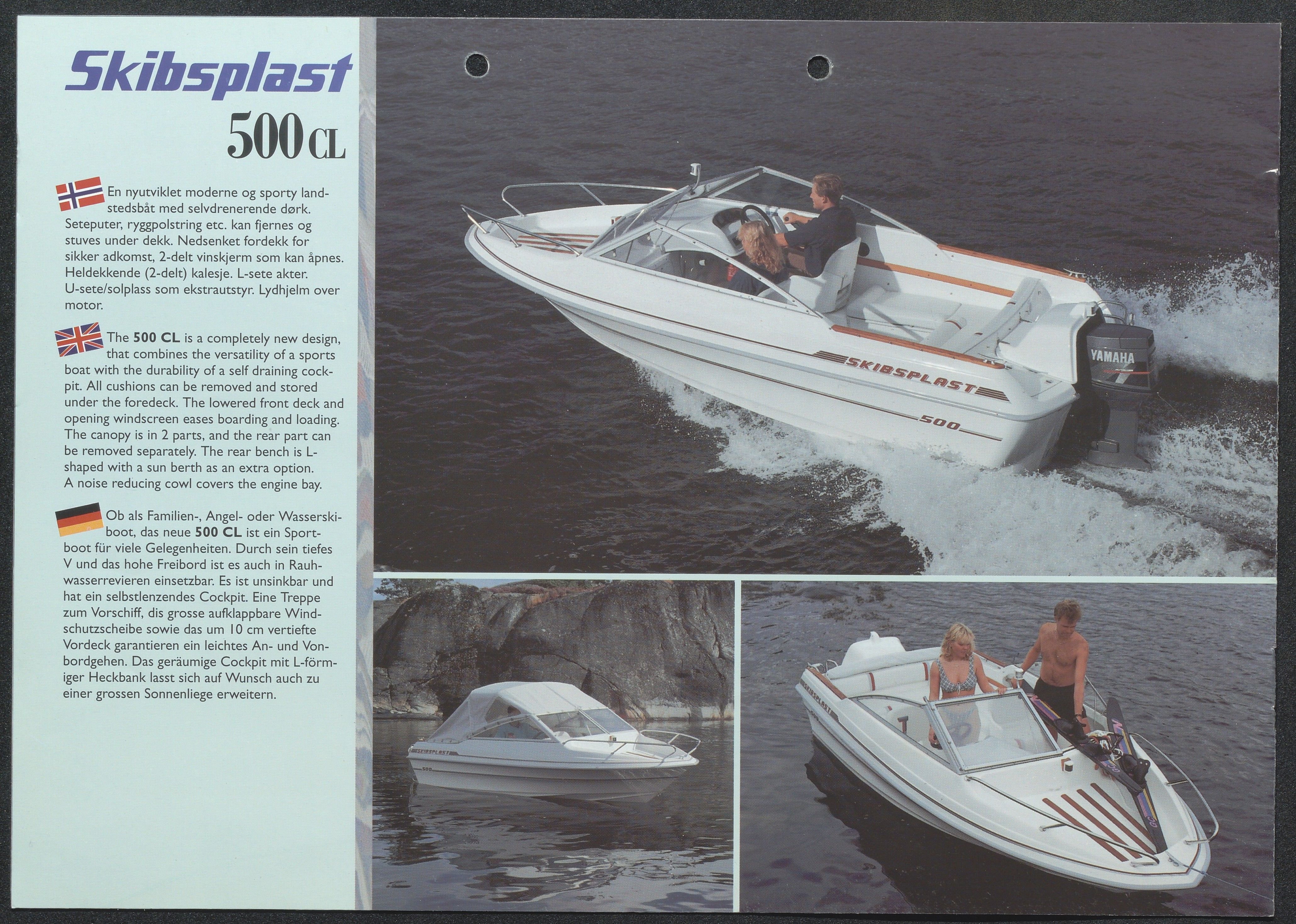 Skibsplast, AAKS/PA-2968/01/X/X01/L0001/0026: Brosjyrer / Skibsplast 700 D (1993-2000). Skibsplast 650 CC (1991-1997). Skibsplast 600 D (1992-2000). Skibsplast 560 VS (1989-1997). Skibsplast 500 CL (1994-2005). Skibsplast 490 HT (1982-2000). Skibsplast 450 VS (1990-1995)., 1982-2000