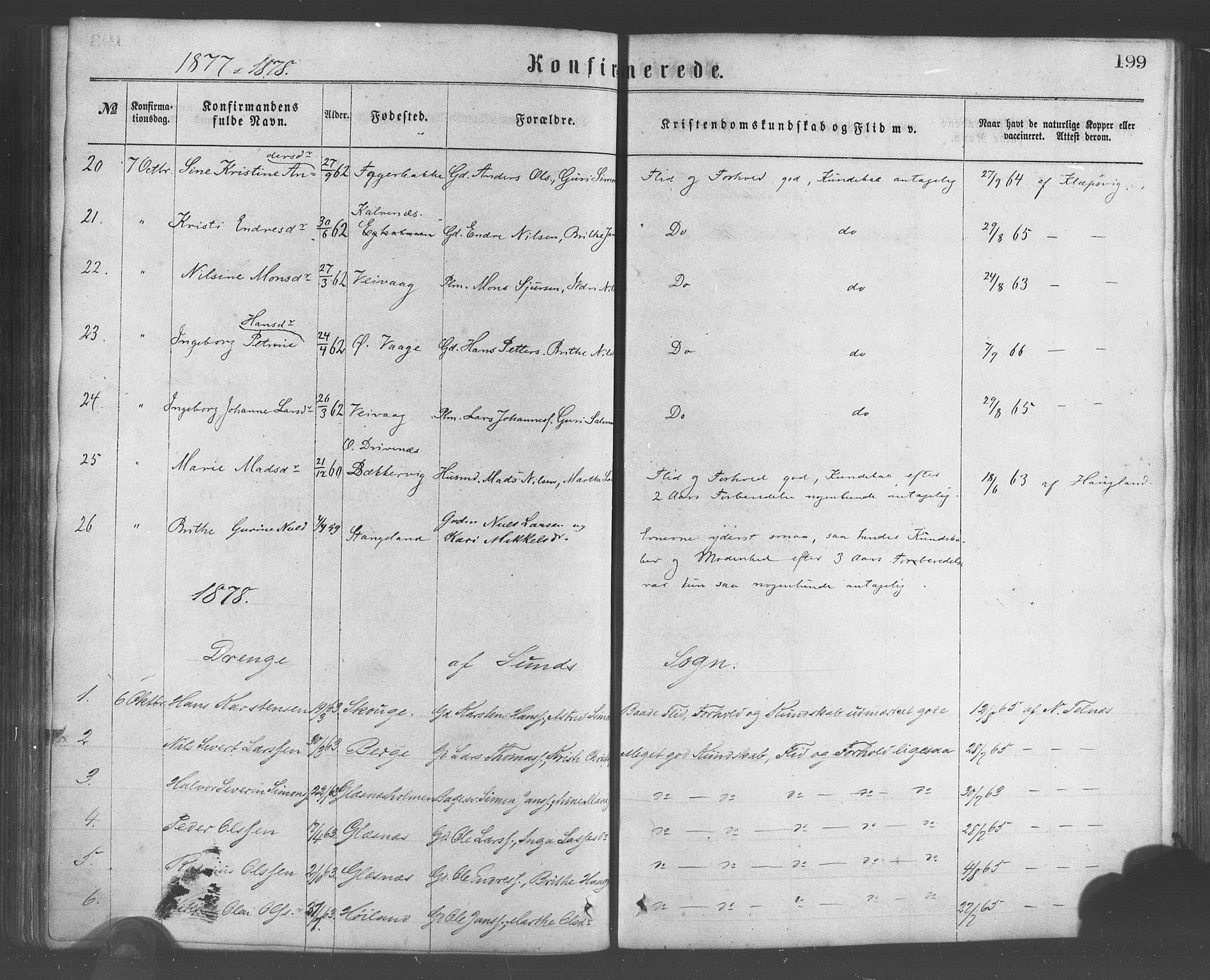 Sund sokneprestembete, SAB/A-99930: Parish register (official) no. A 15, 1867-1881, p. 199