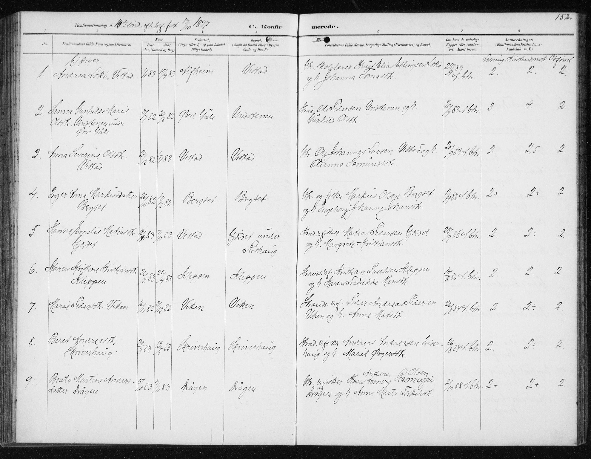 Ministerialprotokoller, klokkerbøker og fødselsregistre - Møre og Romsdal, AV/SAT-A-1454/566/L0773: Parish register (copy) no. 566C02, 1892-1909, p. 152