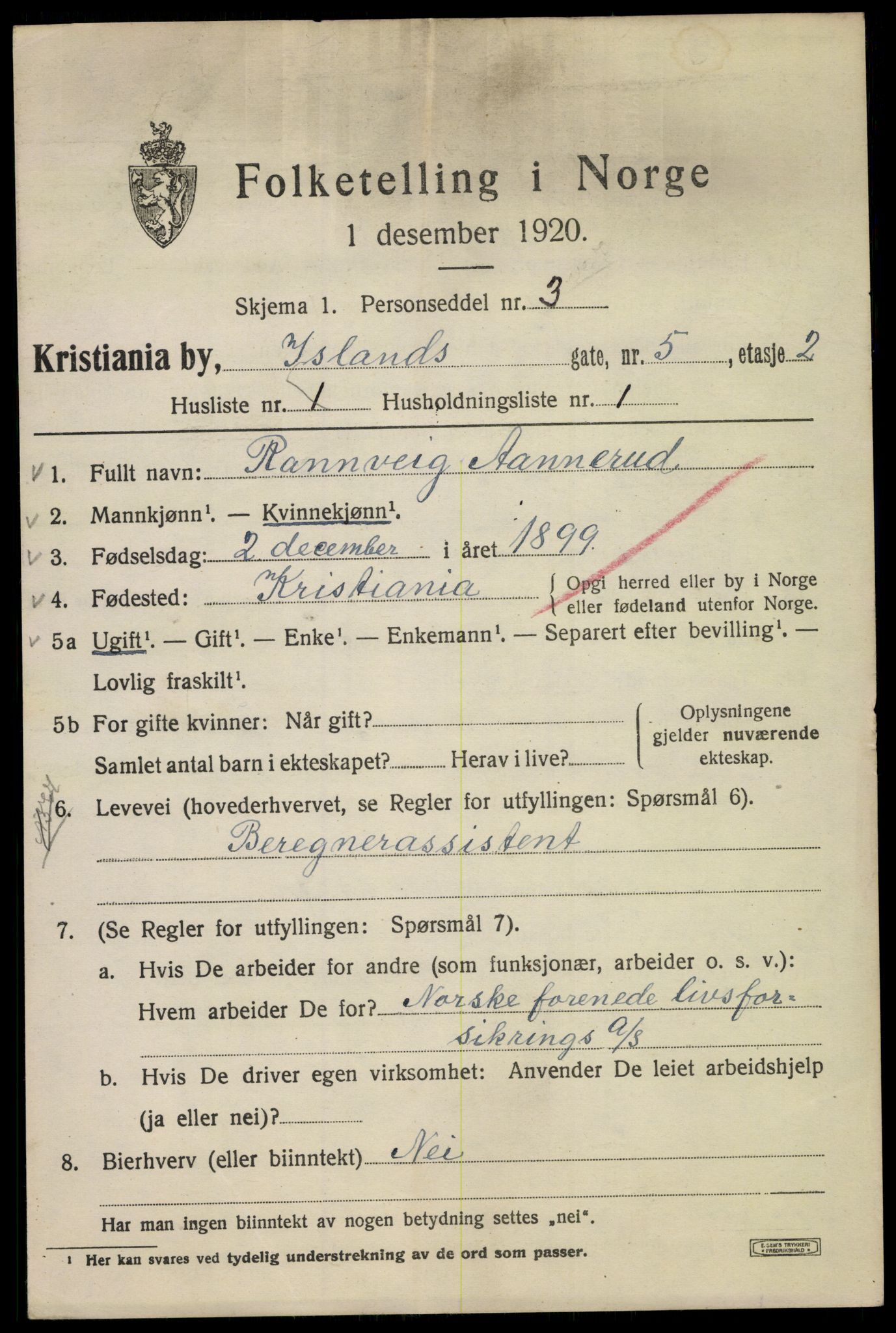 SAO, 1920 census for Kristiania, 1920, p. 311855