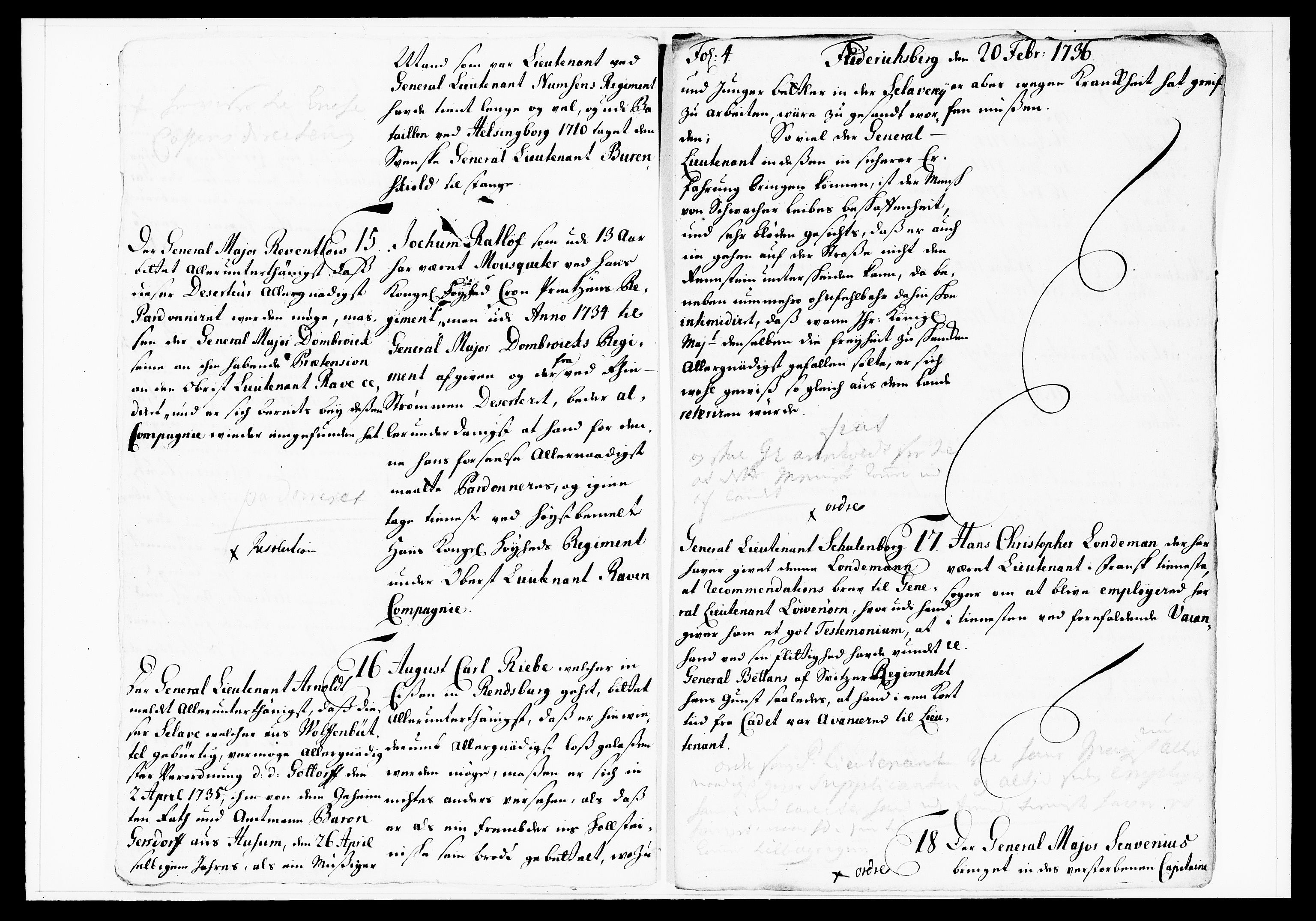 Krigskollegiet, Krigskancelliet, DRA/A-0006/-/1130-1137: Refererede sager, 1736, p. 56