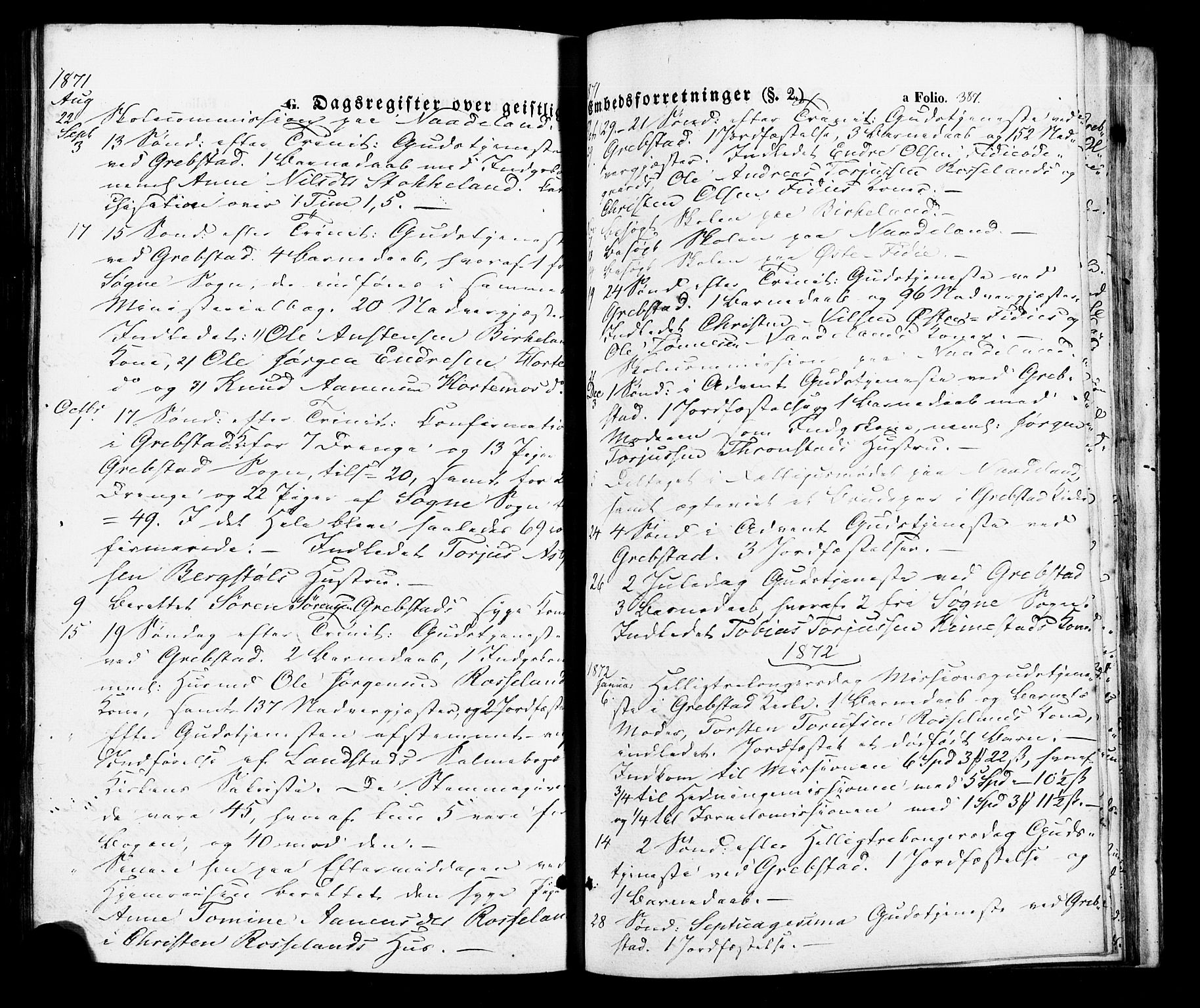 Søgne sokneprestkontor, SAK/1111-0037/F/Fa/Faa/L0002: Parish register (official) no. A 2, 1854-1882, p. 387