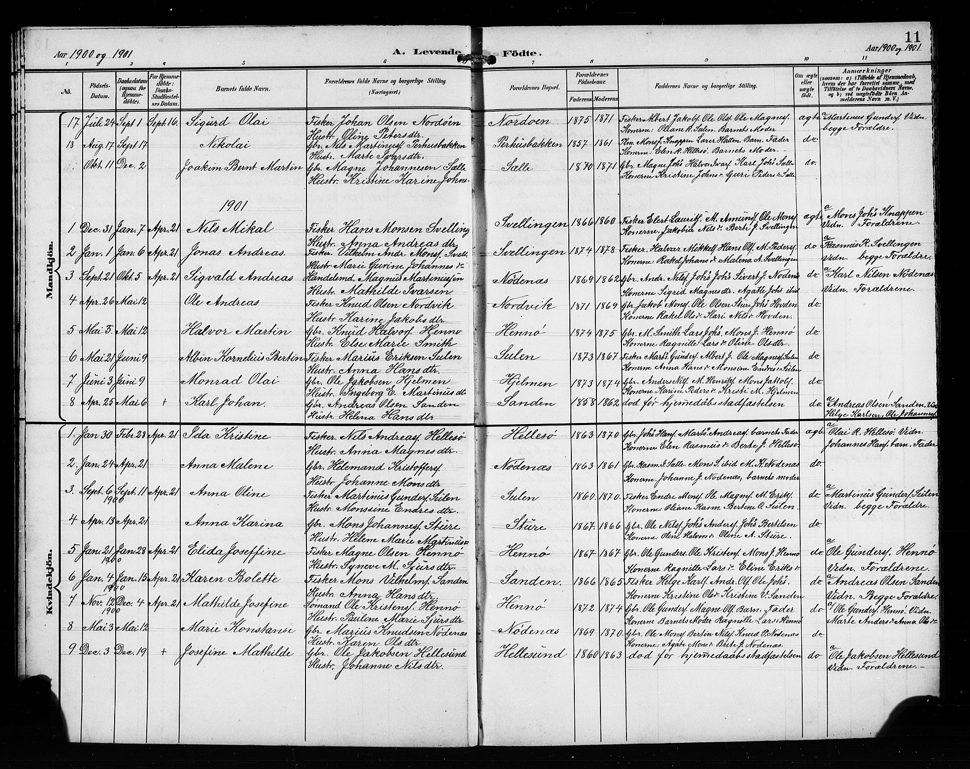 Manger sokneprestembete, AV/SAB-A-76801/H/Hab: Parish register (copy) no. C 1, 1897-1908, p. 11
