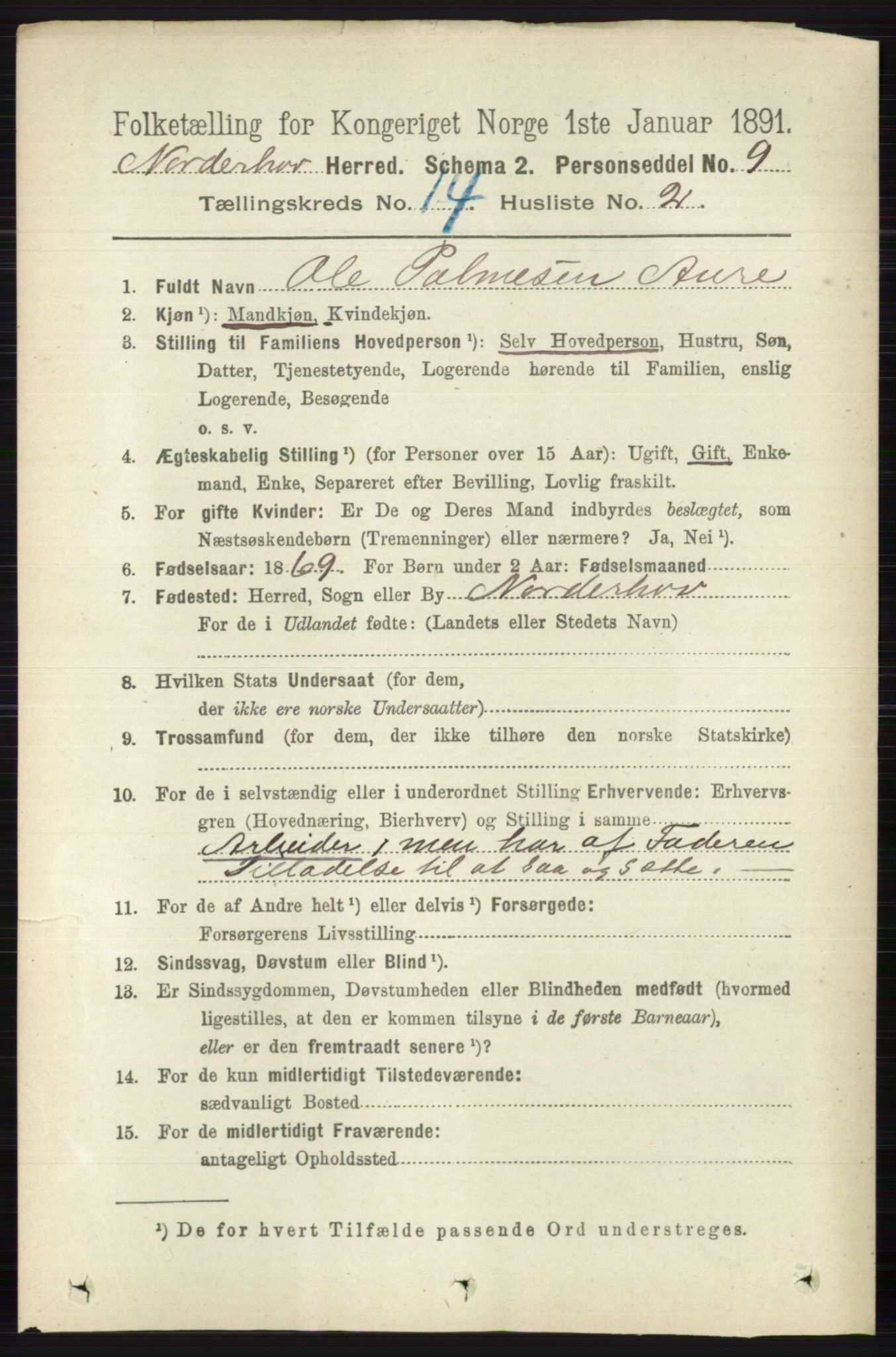 RA, 1891 census for 0613 Norderhov, 1891, p. 9341