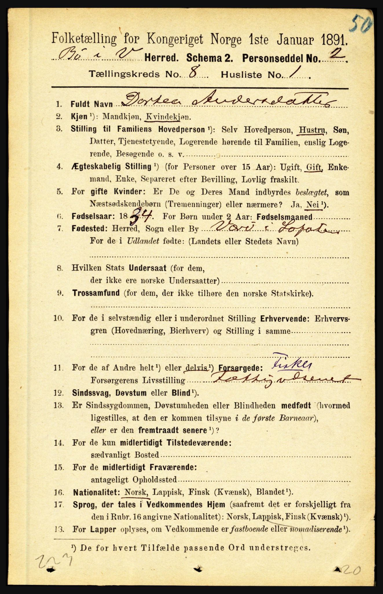 RA, 1891 census for 1867 Bø, 1891, p. 2984