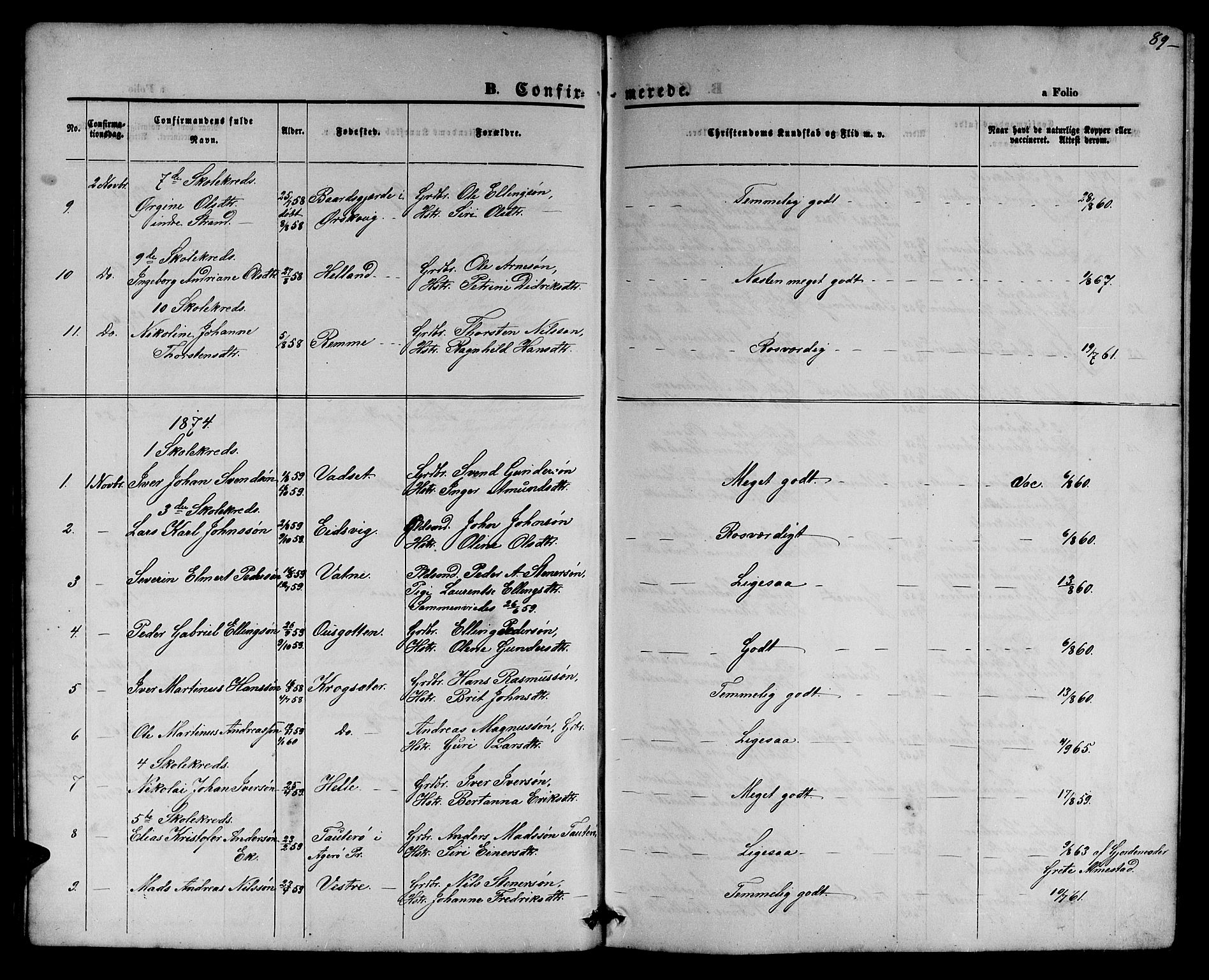 Ministerialprotokoller, klokkerbøker og fødselsregistre - Møre og Romsdal, AV/SAT-A-1454/525/L0375: Parish register (copy) no. 525C01, 1865-1879, p. 89