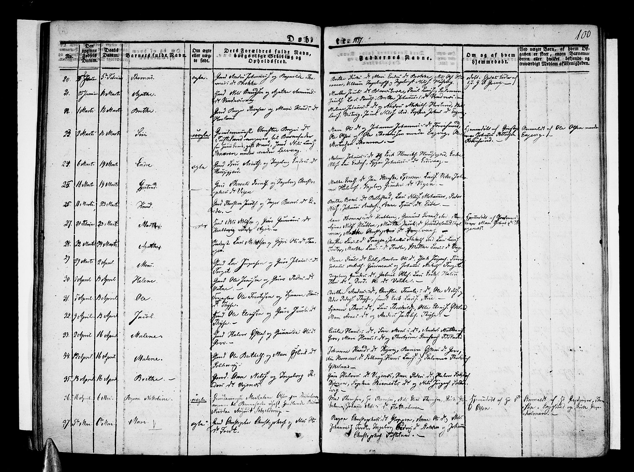 Stord sokneprestembete, AV/SAB-A-78201/H/Haa: Parish register (official) no. A 6, 1826-1840, p. 100