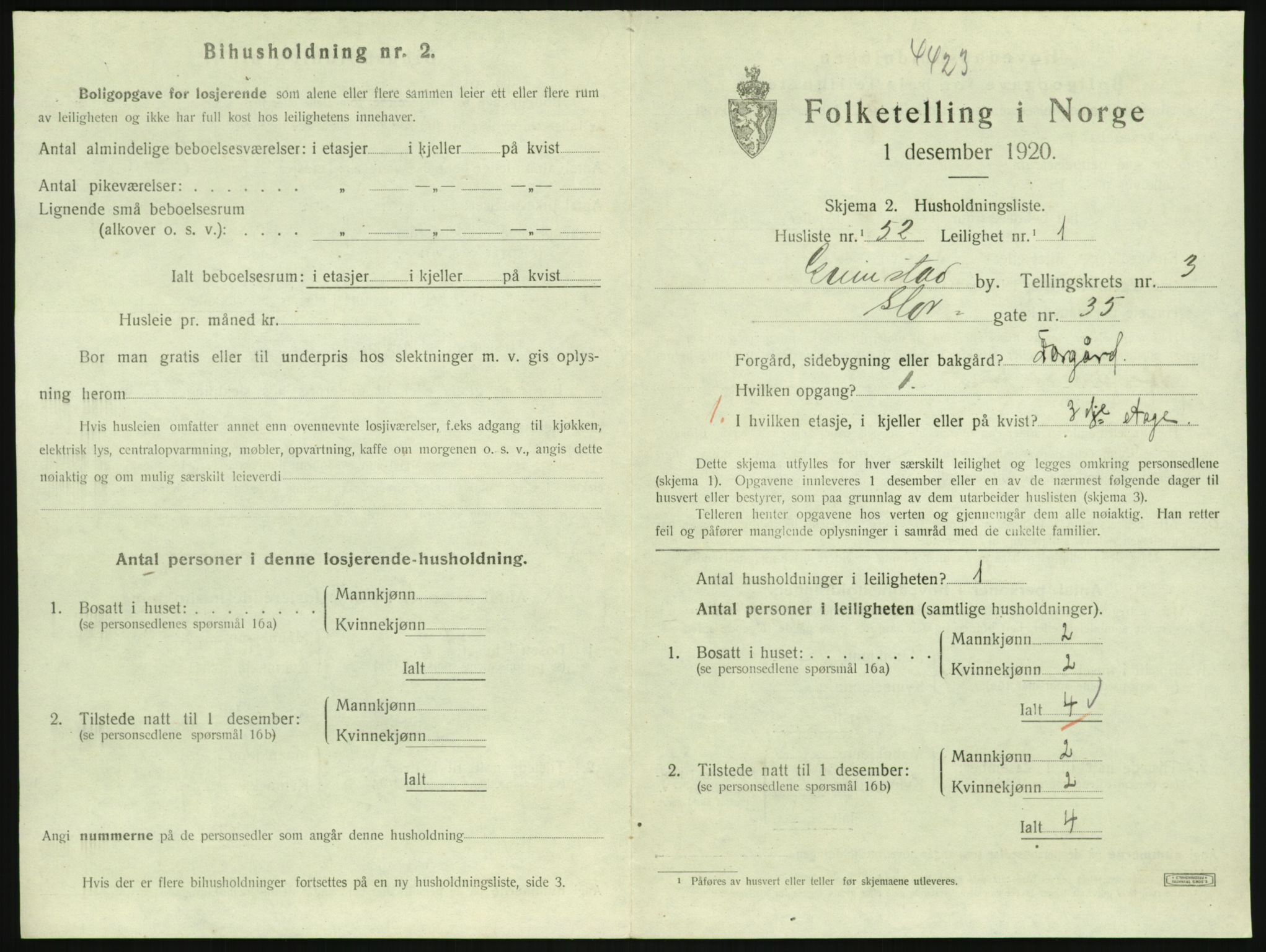 SAK, 1920 census for Grimstad, 1920, p. 1667