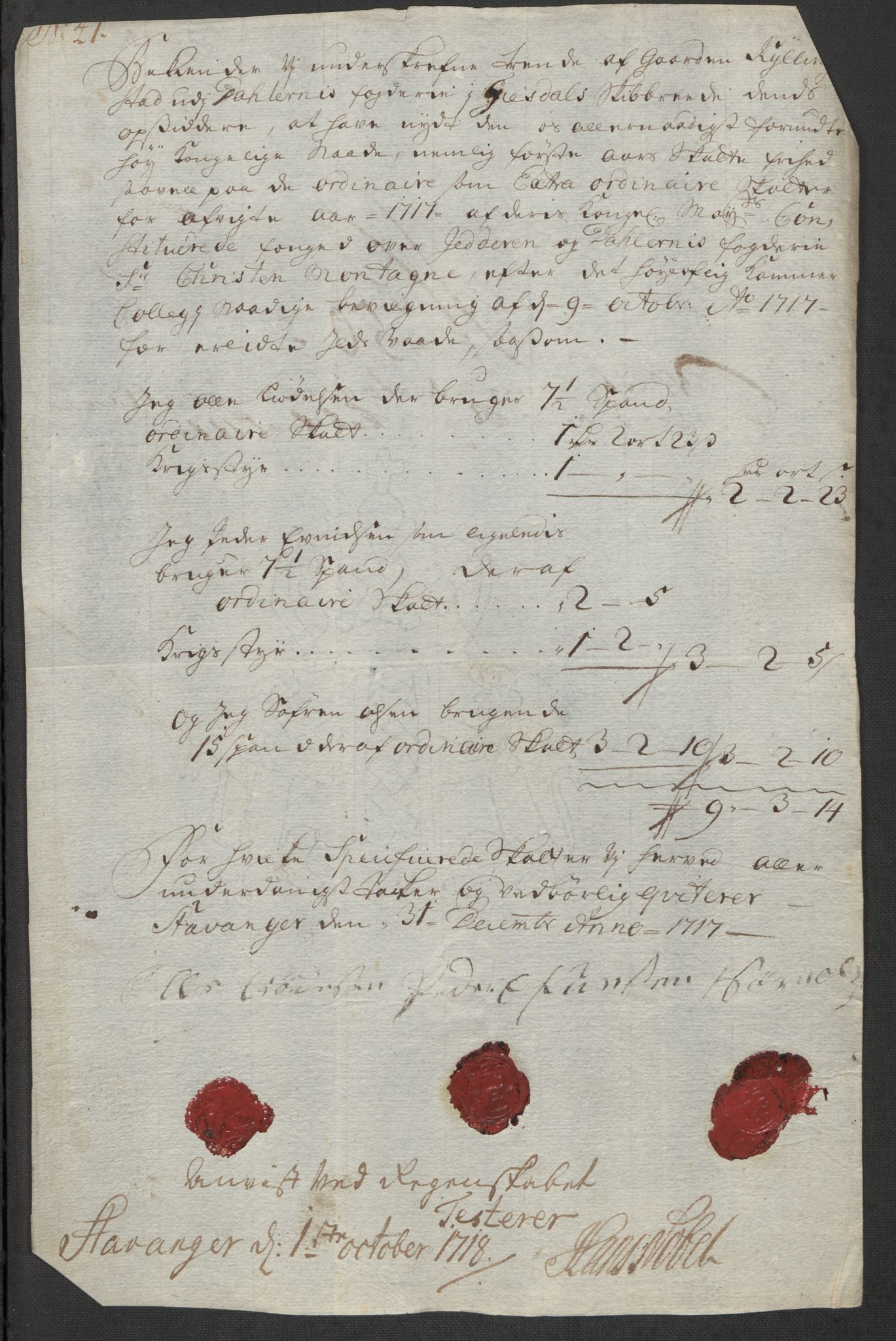 Rentekammeret inntil 1814, Reviderte regnskaper, Fogderegnskap, AV/RA-EA-4092/R46/L2742: Fogderegnskap Jæren og Dalane, 1717, p. 189