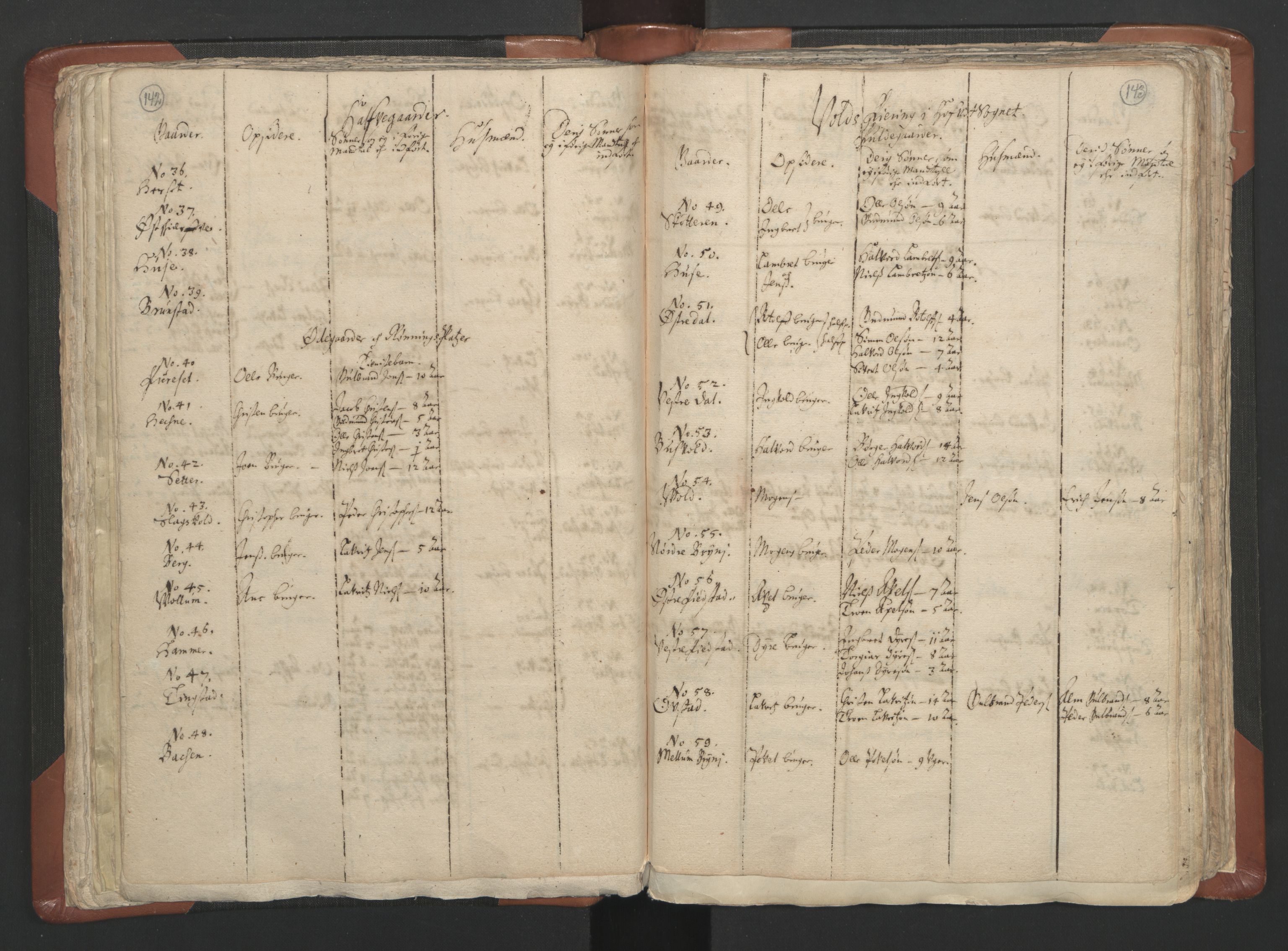 RA, Vicar's Census 1664-1666, no. 5: Hedmark deanery, 1664-1666, p. 142-143