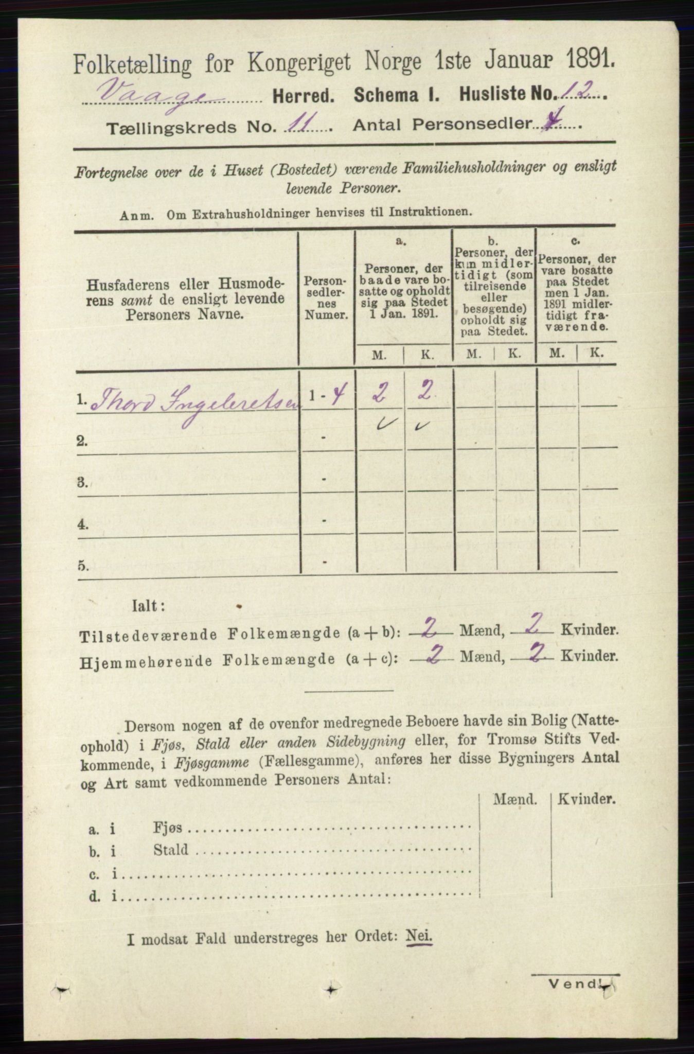 RA, 1891 census for 0515 Vågå, 1891, p. 6743