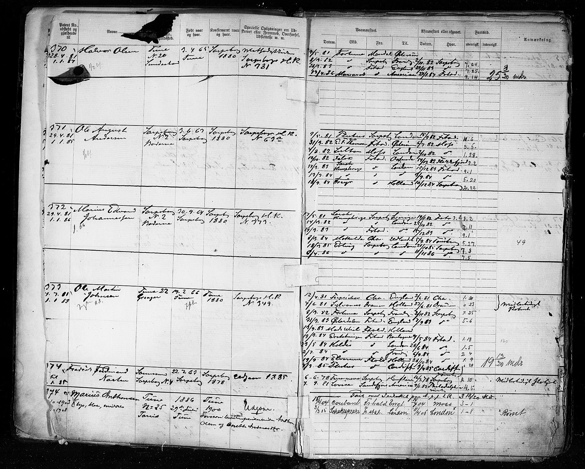 Sarpsborg mønstringskontor, AV/SAO-A-10569c/F/Fc/Fca/L0005: Annotasjonsrulle, 1881-1913, p. 5