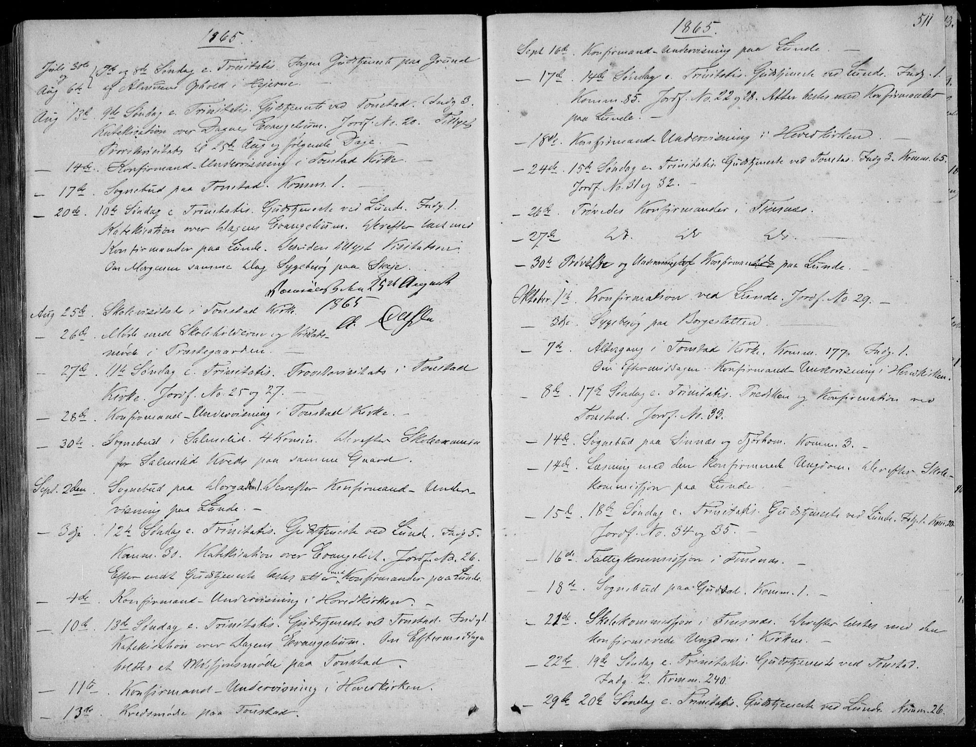 Sirdal sokneprestkontor, SAK/1111-0036/F/Fa/Fab/L0002: Parish register (official) no. A 2, 1855-1874, p. 511
