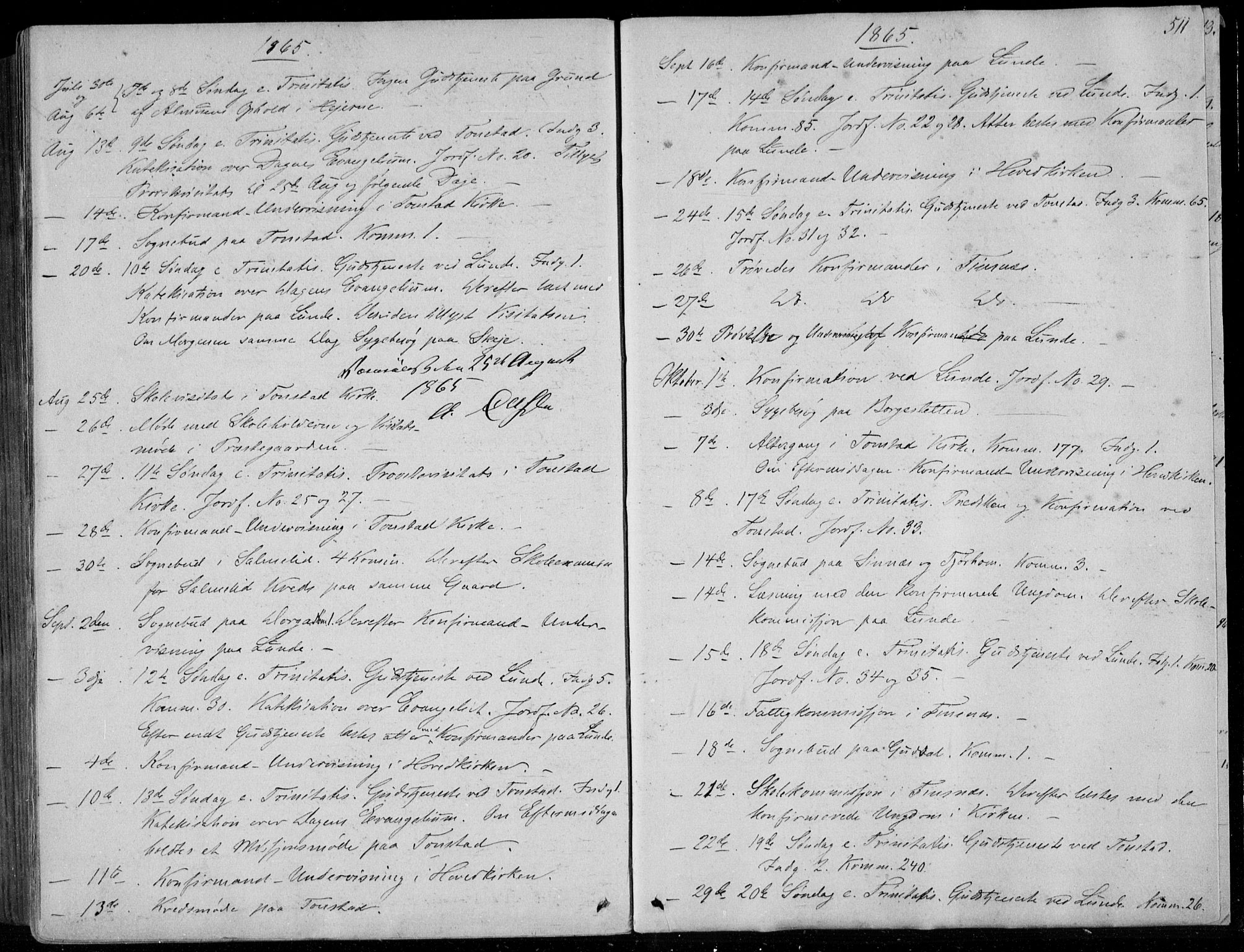 Sirdal sokneprestkontor, AV/SAK-1111-0036/F/Fa/Fab/L0002: Parish register (official) no. A 2, 1855-1874, p. 511