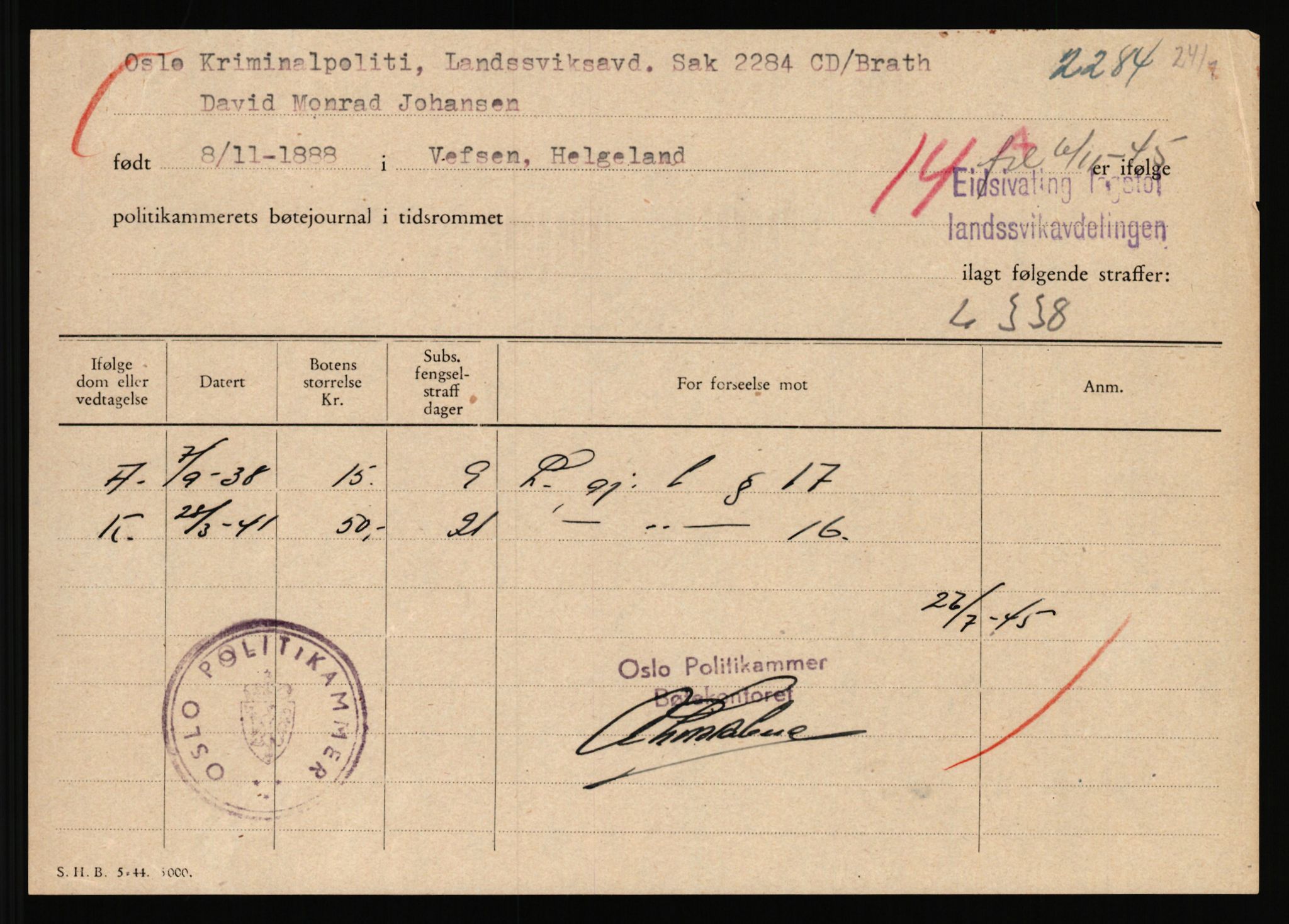 Landssvikarkivet, Oslo politikammer, RA/S-3138-01/D/Da/L0178/0008: Dommer, dnr. 1225 - 1232 / Dnr. 1232, 1945-1948, p. 28